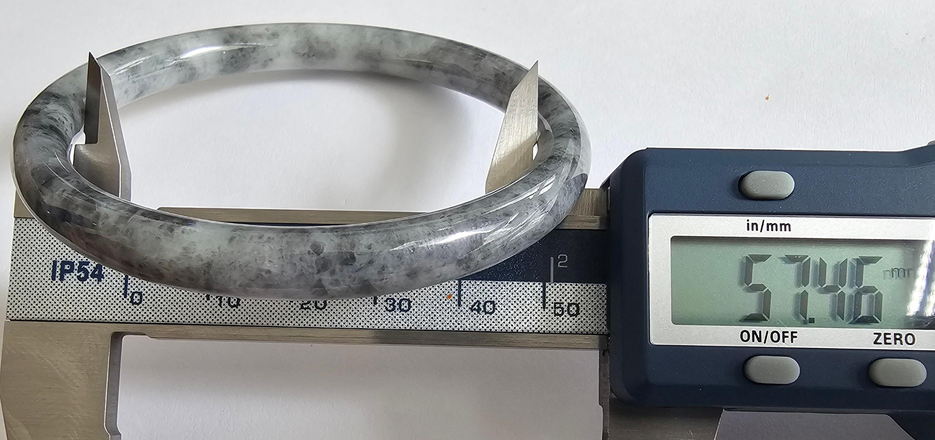 Earth's Burmese A-Jade Bangle Bracelet Black, Green, Grey, White Jadeite 08807 For Sale 13