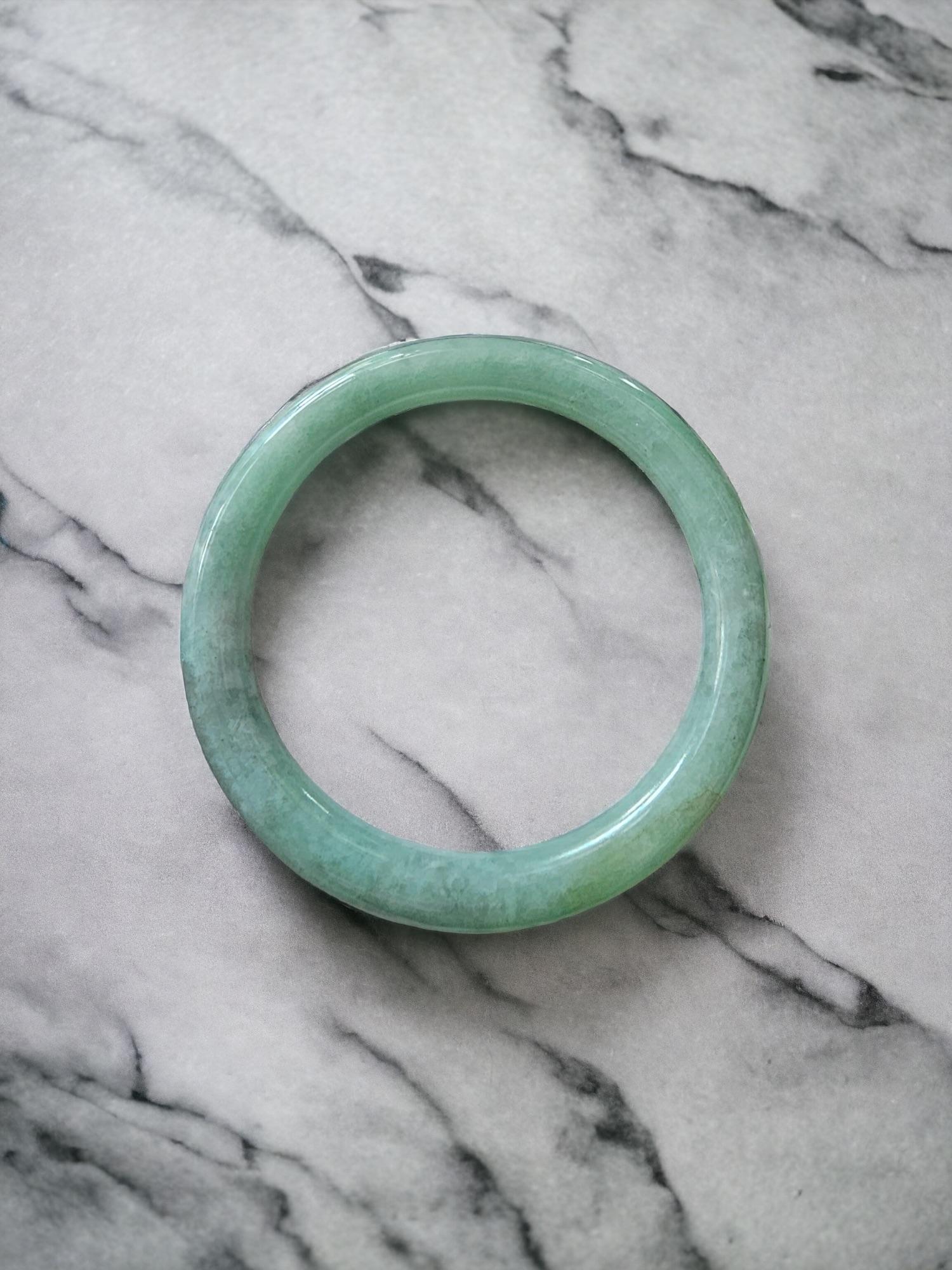 Earth's Burmese A-Jade Bangle Bracelet Green Jadeite 08809 For Sale 2