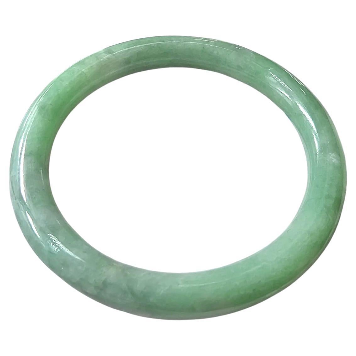 Earth's Burmese A-Jade Bangle Bracelet Green Jadeite 08809 For Sale