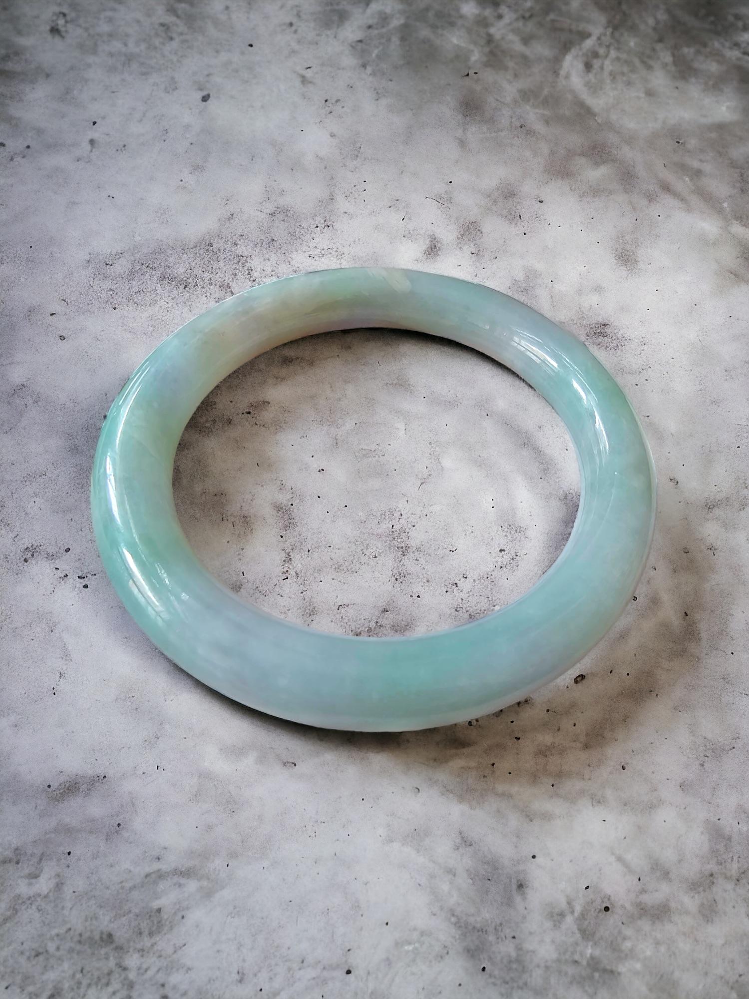 Earth's Burmese A-Jade Bangle Bracelet Green Jadeite 08810 For Sale 4