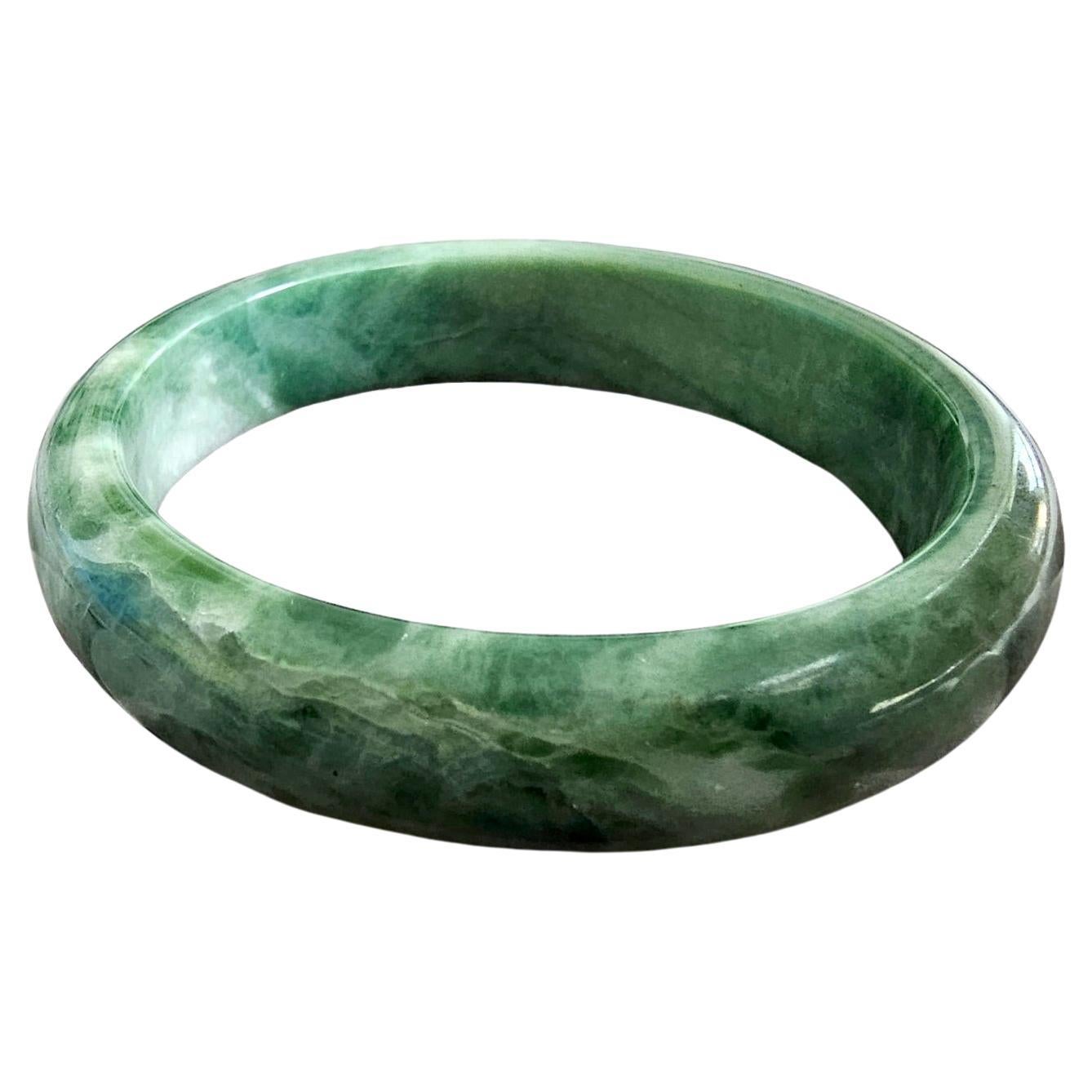 Earth's Burmese A-Jade Bangle Bracelet (MADE IN JAPAN) Green Jadeite 08808 For Sale