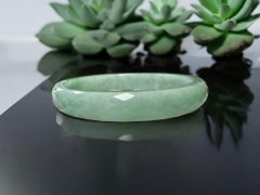 Earths Burmese Green A-Jade Faceted Bangle Bracelet 08814