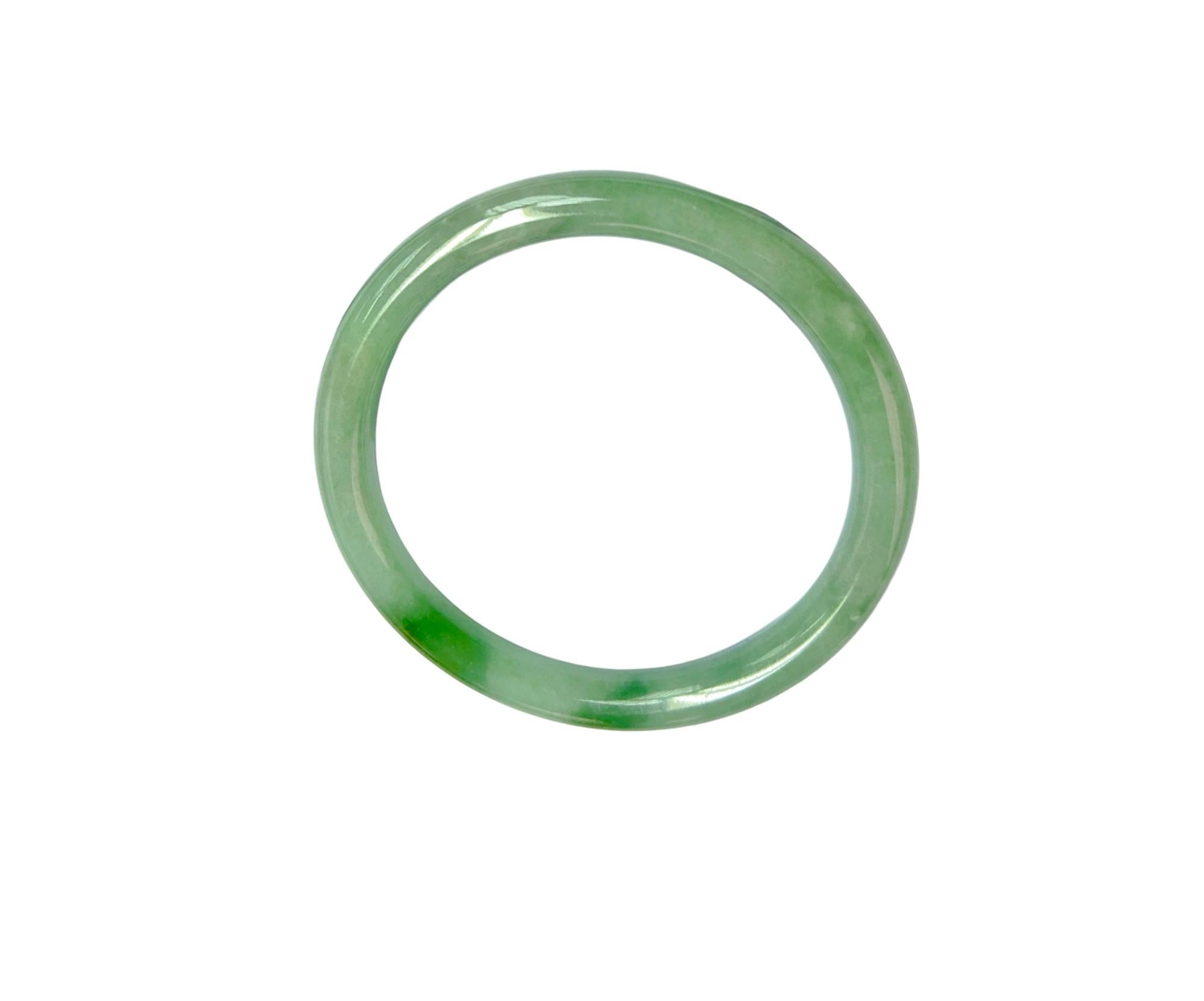 Earths Burmese Green A-Jade Round Bangle Bracelet 08815 For Sale 11