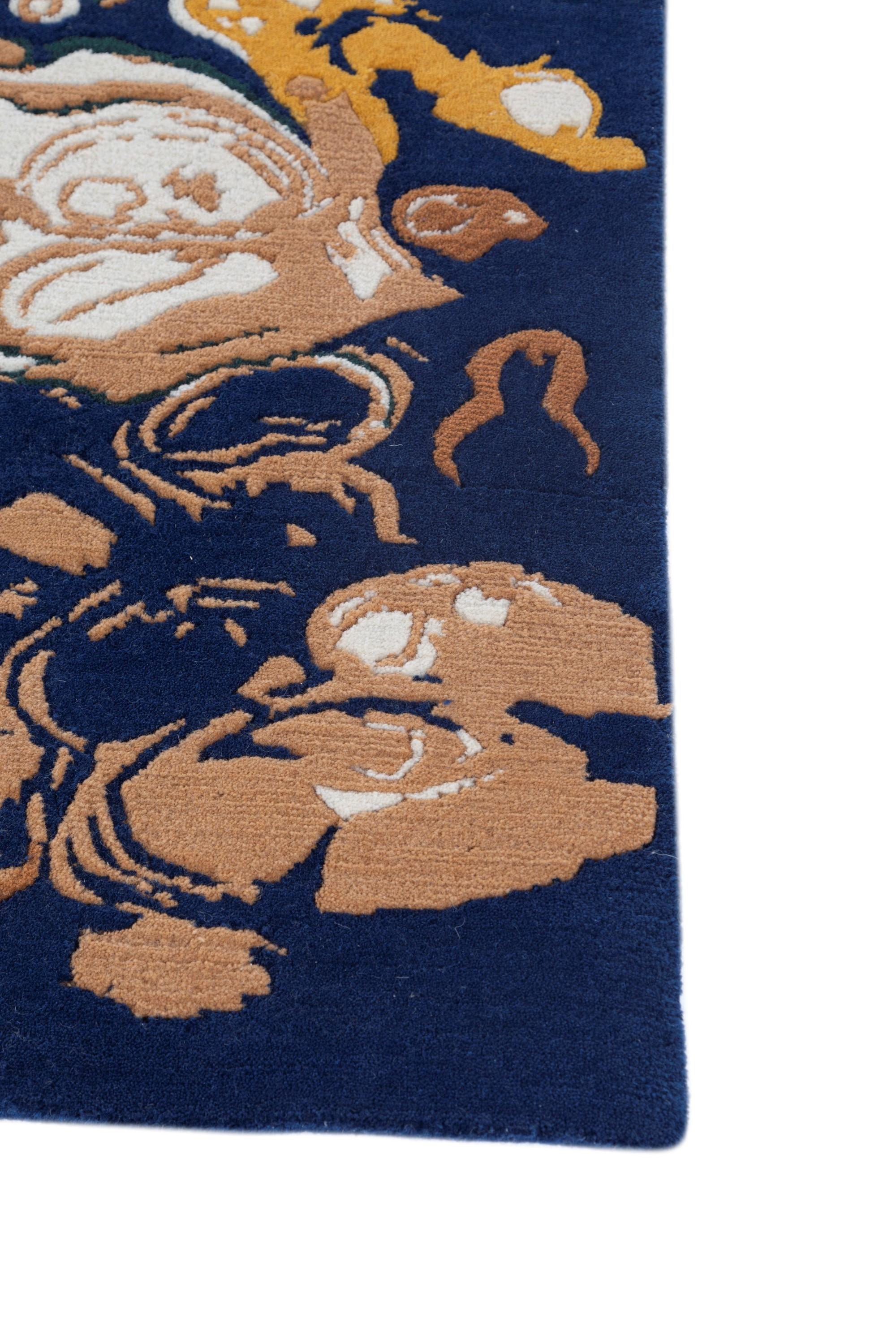 Modern Earth's Embrace Snow White & Indian Tan 180x270 cm Handmade Rug For Sale