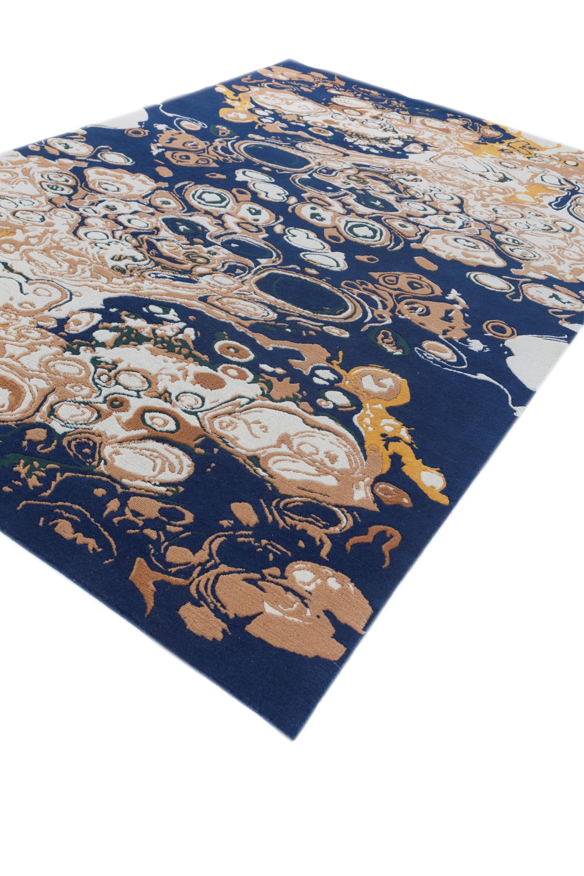Hand-Knotted Earth's Embrace Snow White & Indian Tan 180x270 cm Handmade Rug For Sale