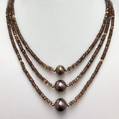 Earthtone Andalusite with Copper Tahitian Pearls Necklace N3744