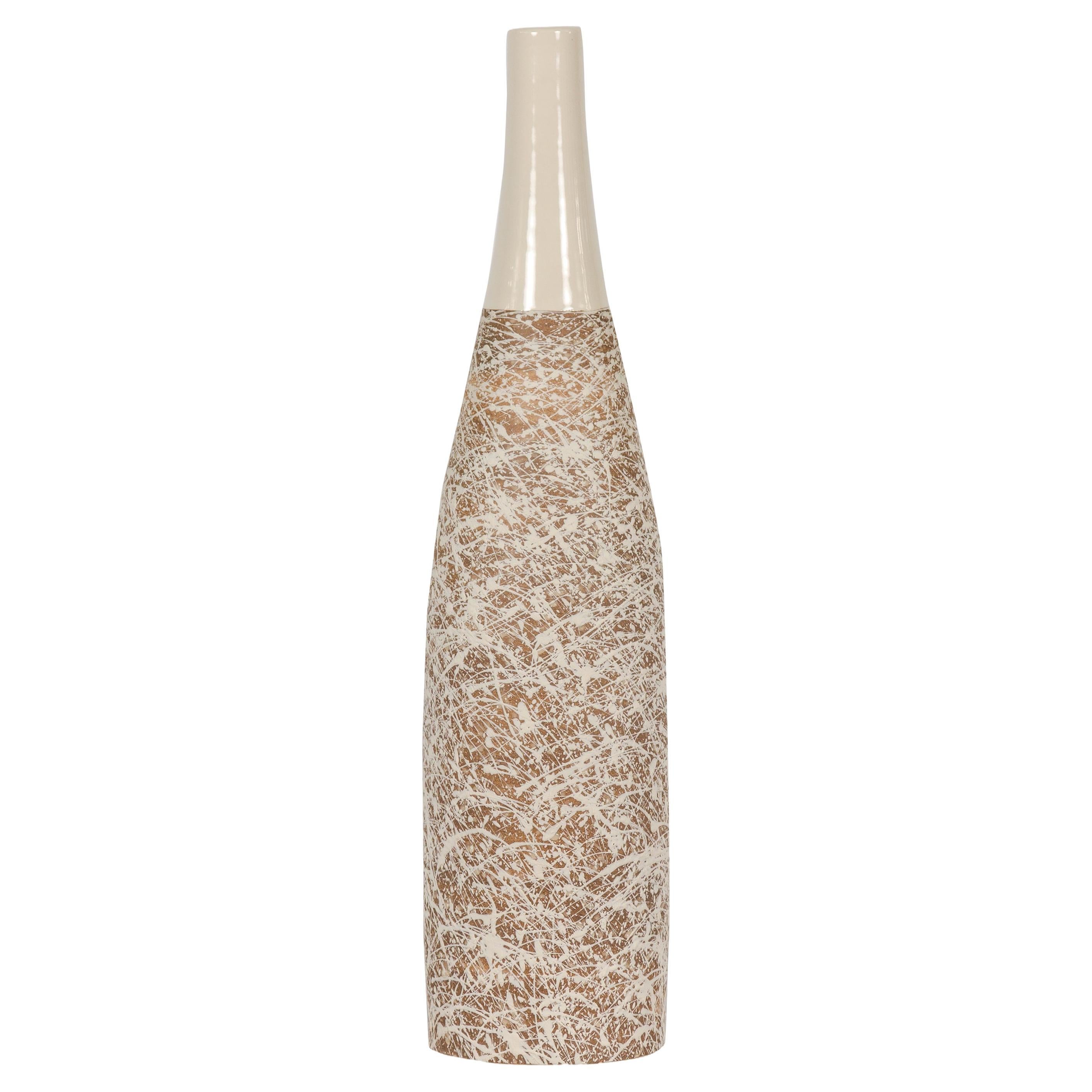 Vase en céramique Brown et crème avec décor de gouttes énergiques