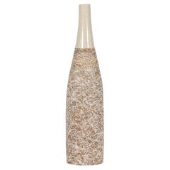 Vintage Earthy Brown and Cream Ceramic Vase with Energetic Dripping Décor