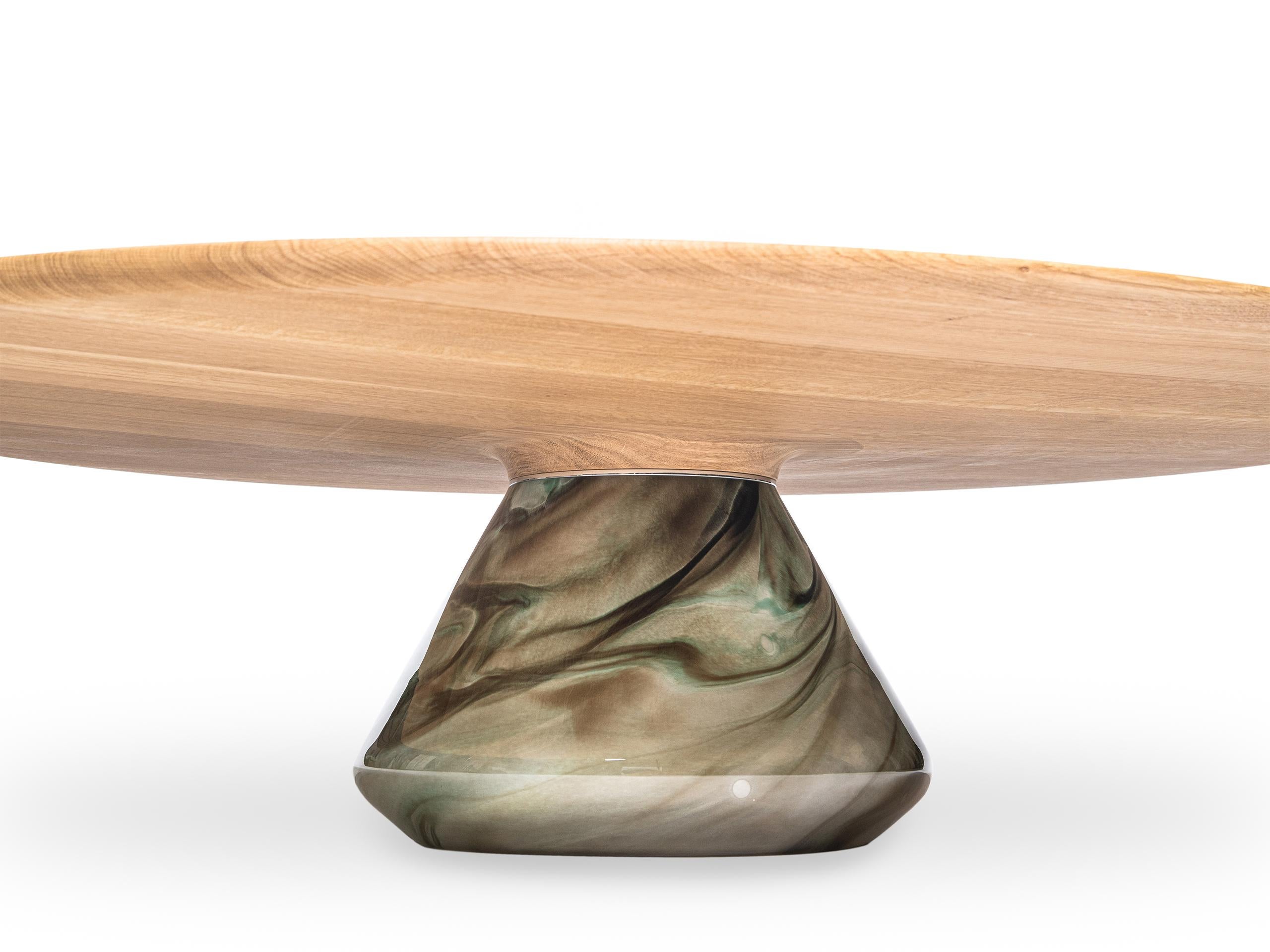 Britannique Table basse Earthy Eclipse I en verre et chêne en édition limitée de Grzegorz Majka en vente