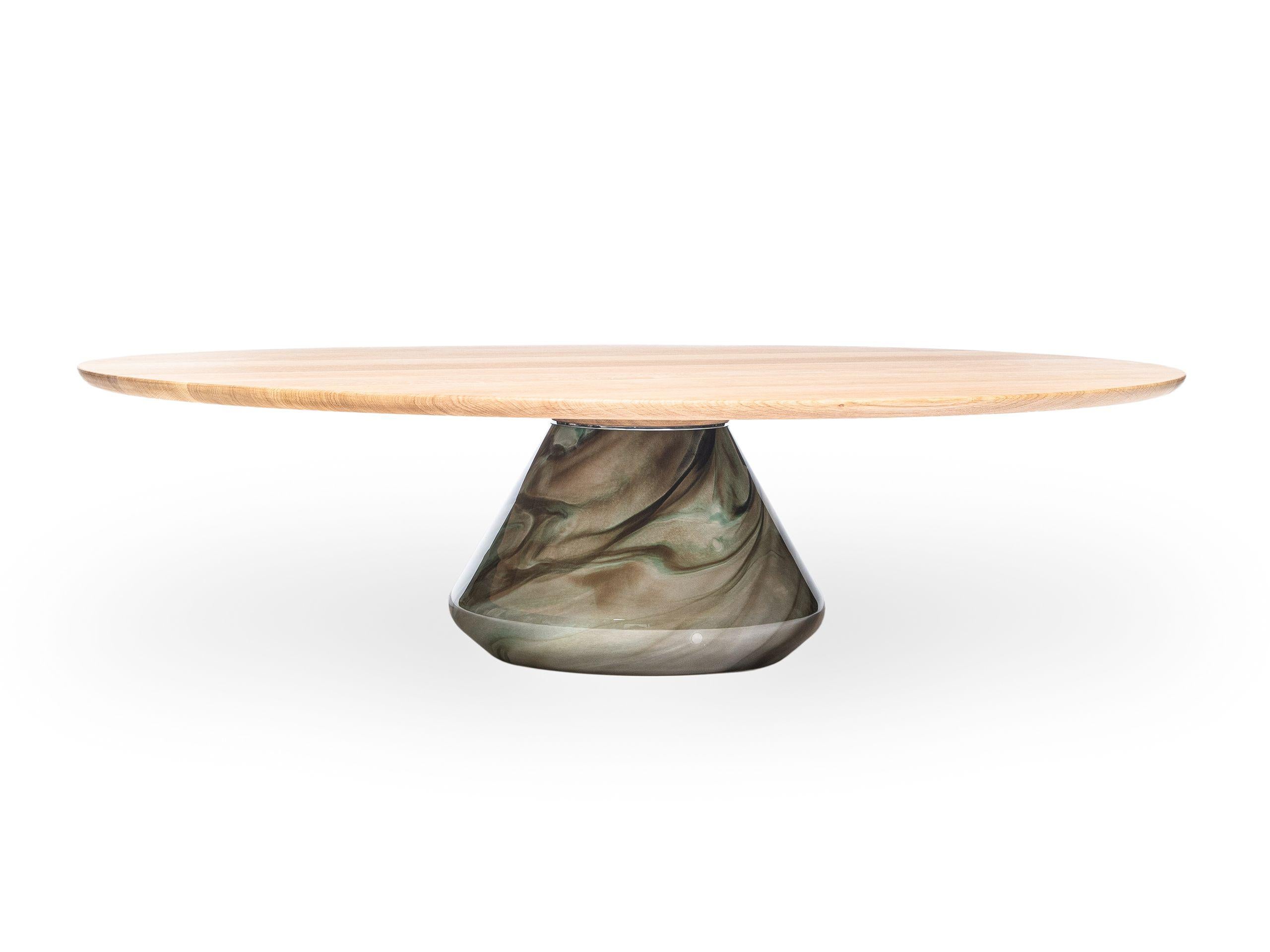 XXIe siècle et contemporain Table basse Earthy Eclipse I en verre et chêne en édition limitée de Grzegorz Majka en vente