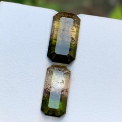 Earthy Green & Brownish Yellowish Pink Hue Bicolor Tourmaline Gemstones 7.75 Ct