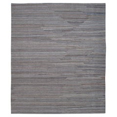 Kilim de lana estilo Mazandarán en tonos grises y marrones terrosos 8'2''x9'7''