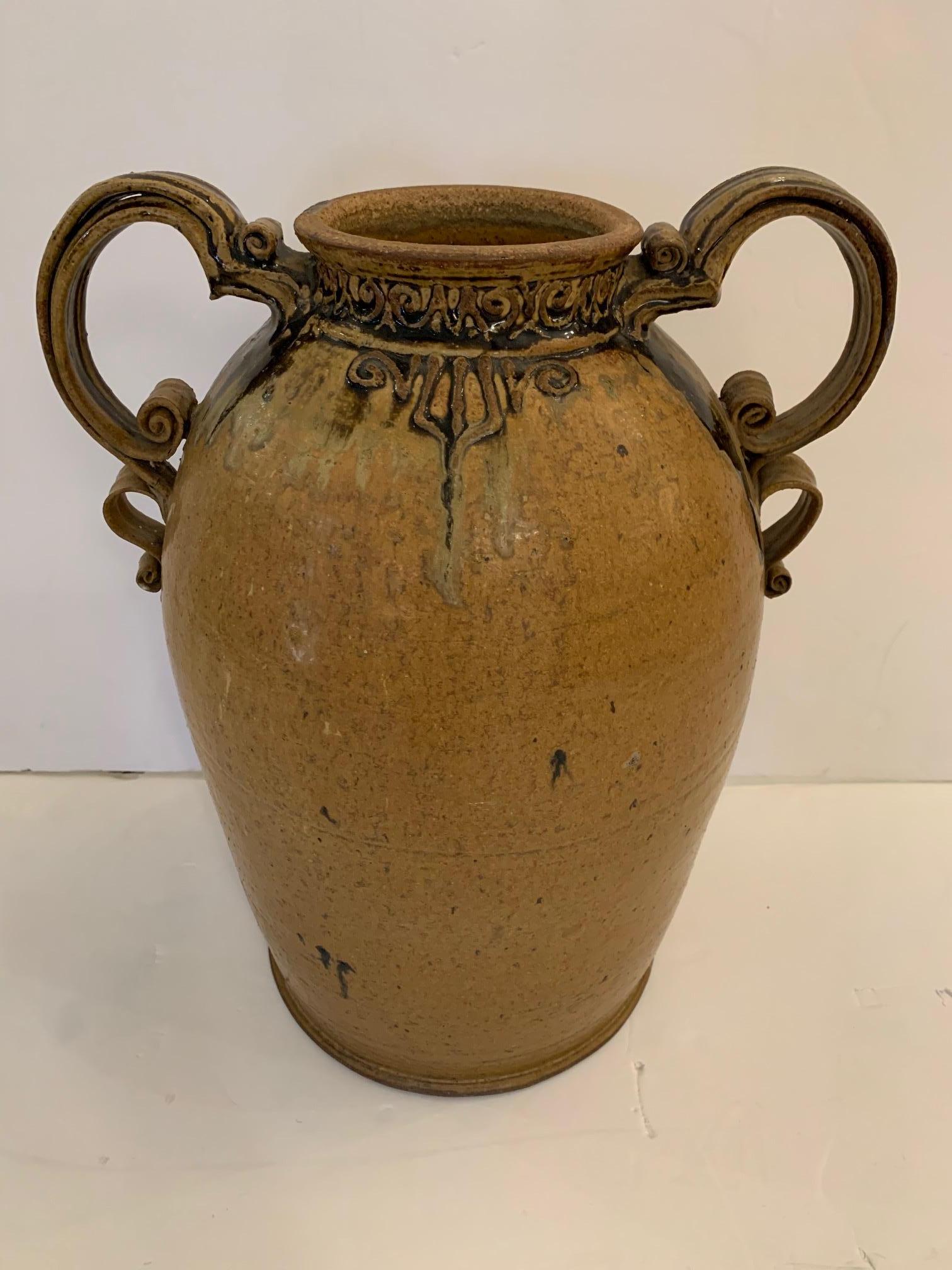 Earthy Handcrafted Pottery Urn or Vessel In Good Condition In Hopewell, NJ