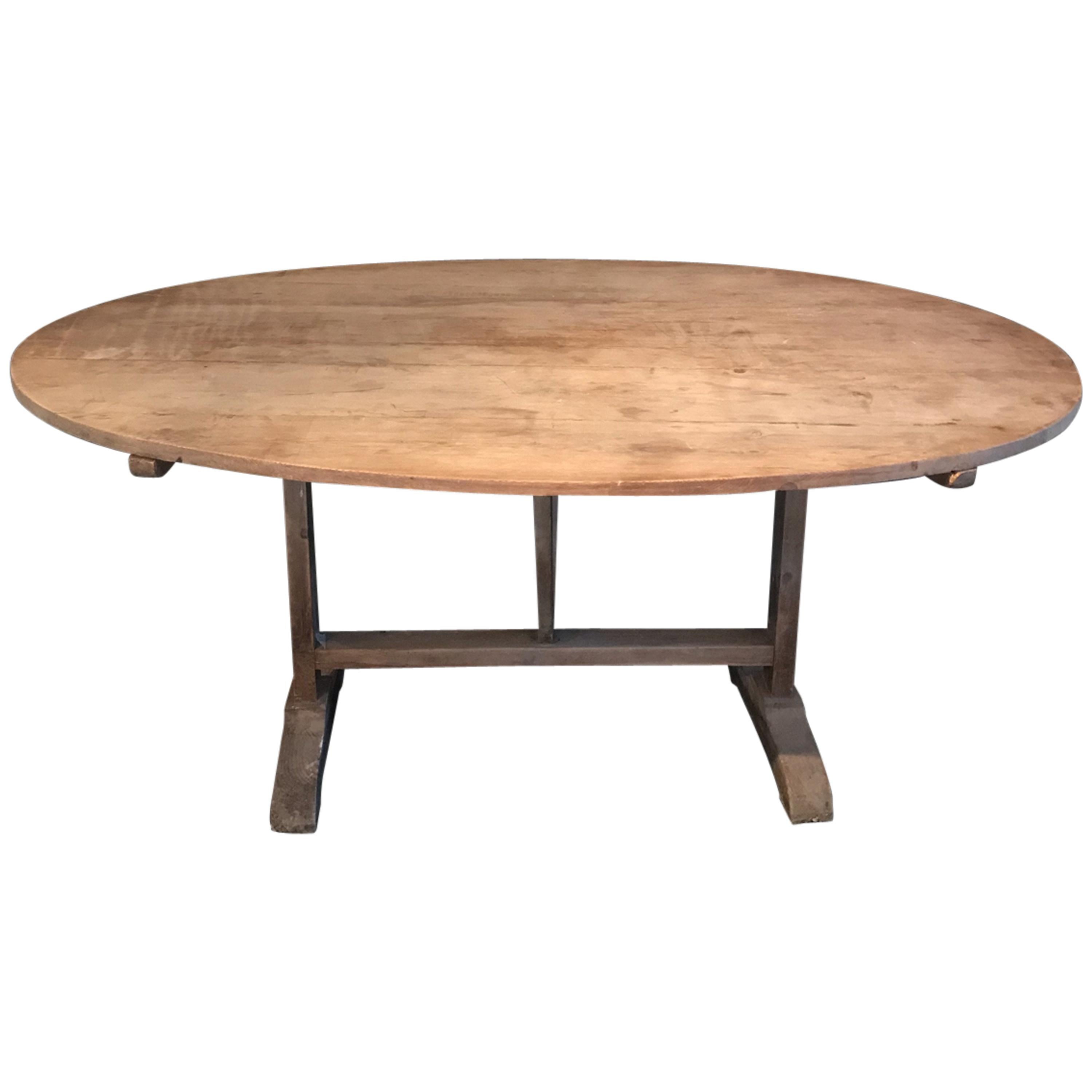 Earthy Large 19th Century Oval French Wine Tasting Dining Table