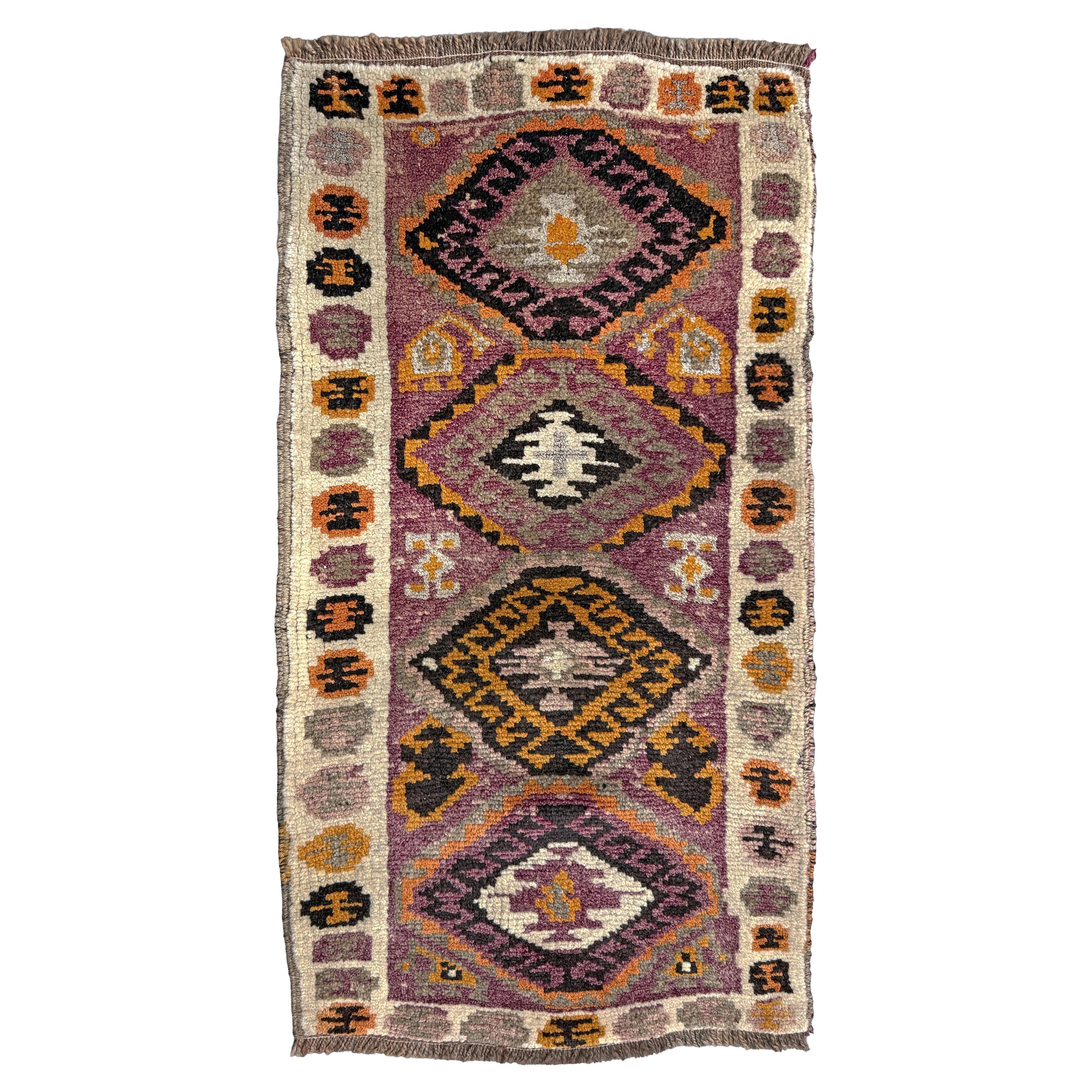 Mini Alfombra Vintage Anatolia Malva Terroso / Yastik - Alfombra de baño turca / Felpudo