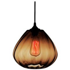 Earthy Modern Transparent Hand Blown Glass Architectural Pendant Lamp