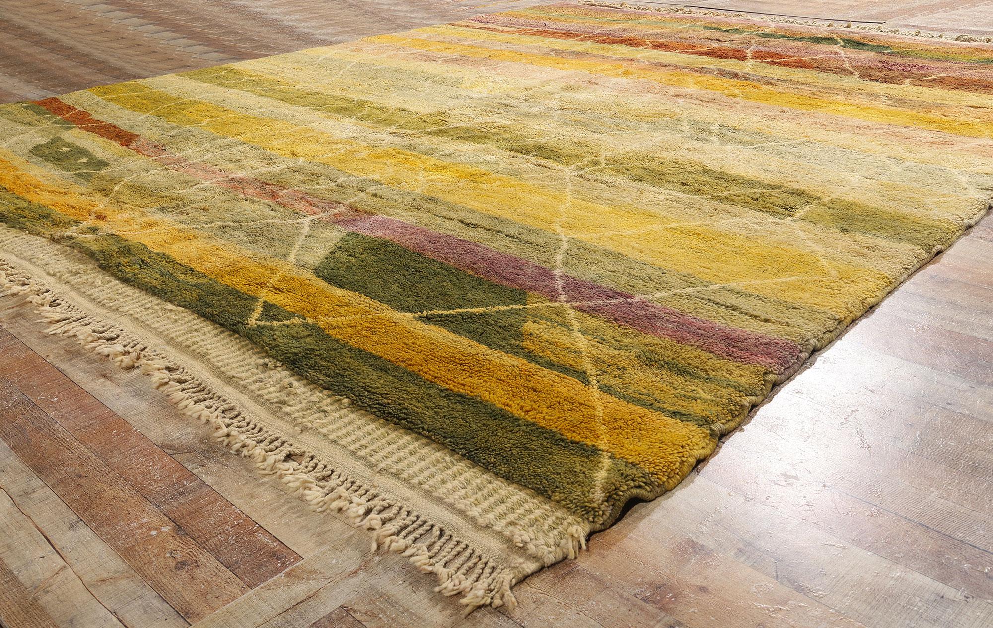 Laine Tapis berbère marocain Beni Mrirt, style moderne organique de couleur terre en vente