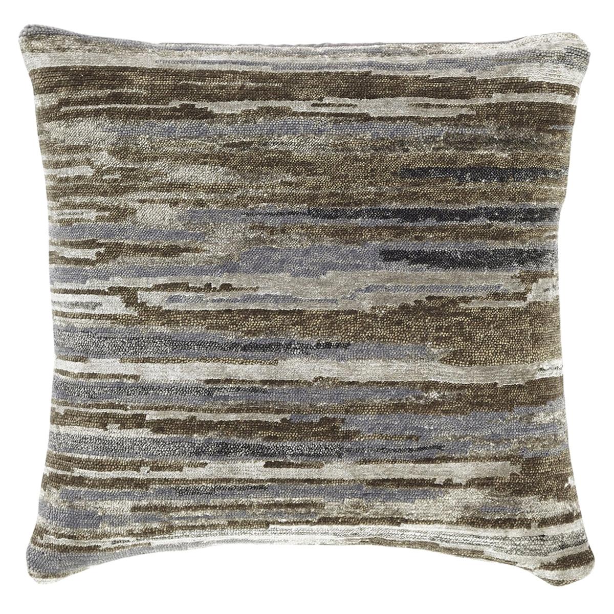 Modern Earthy Striped Throw Pillow For Sale