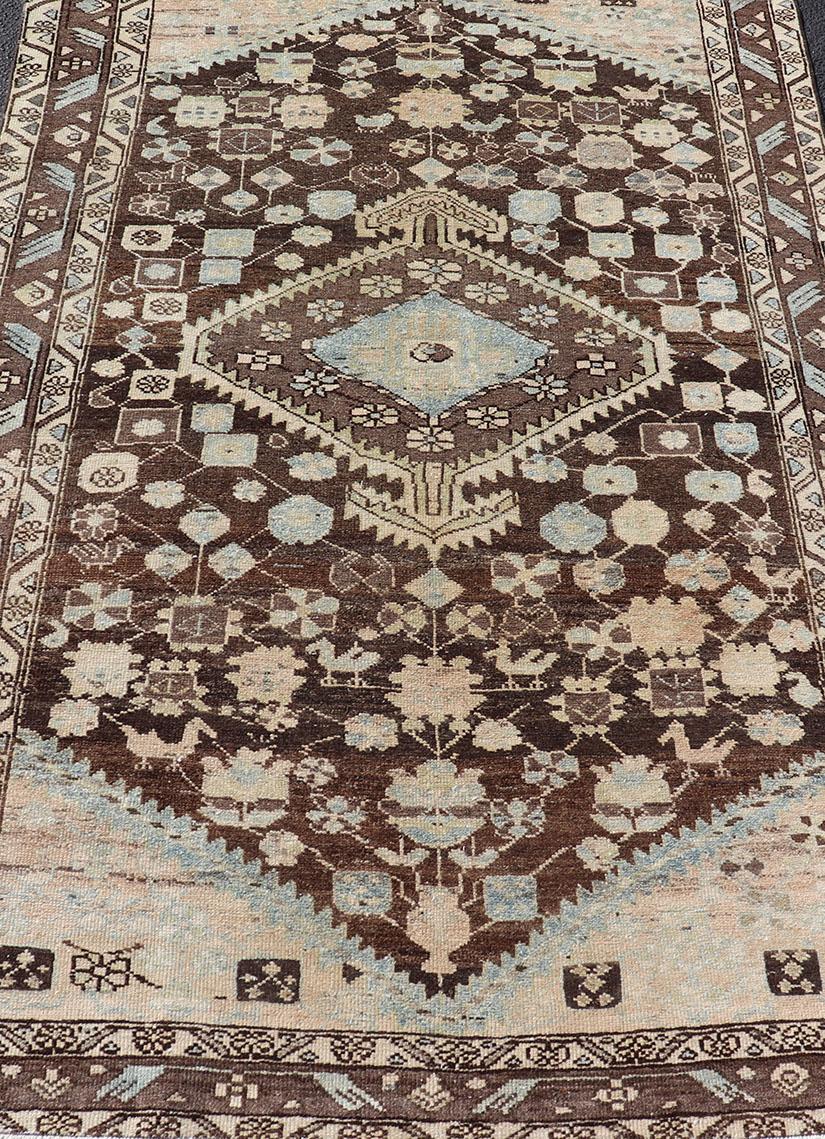 Malayer Earthy Tone Vintage Persian Hamadan Rug with All-Over Pattern and Browns For Sale