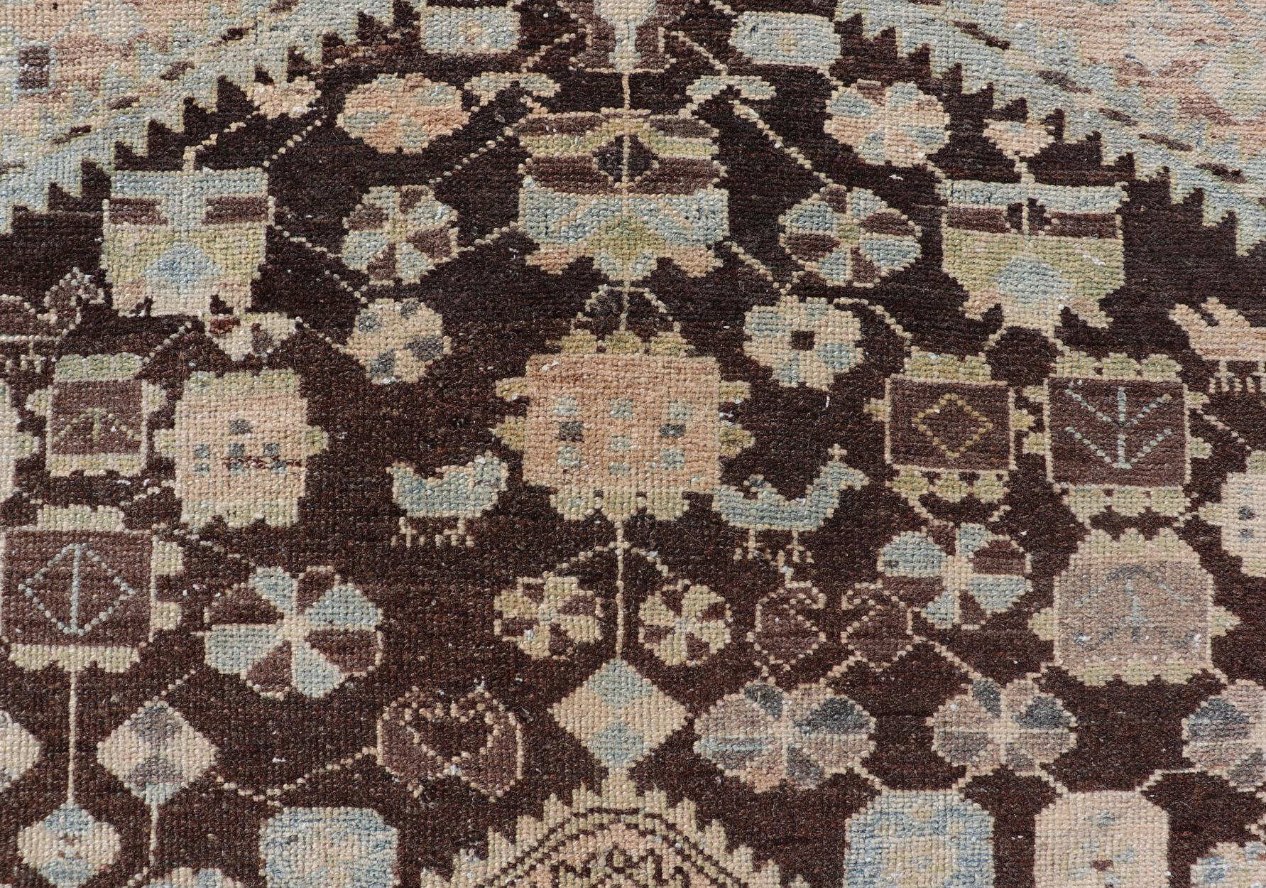 20th Century Earthy Tone Vintage Persian Hamadan Rug with All-Over Pattern and Browns For Sale