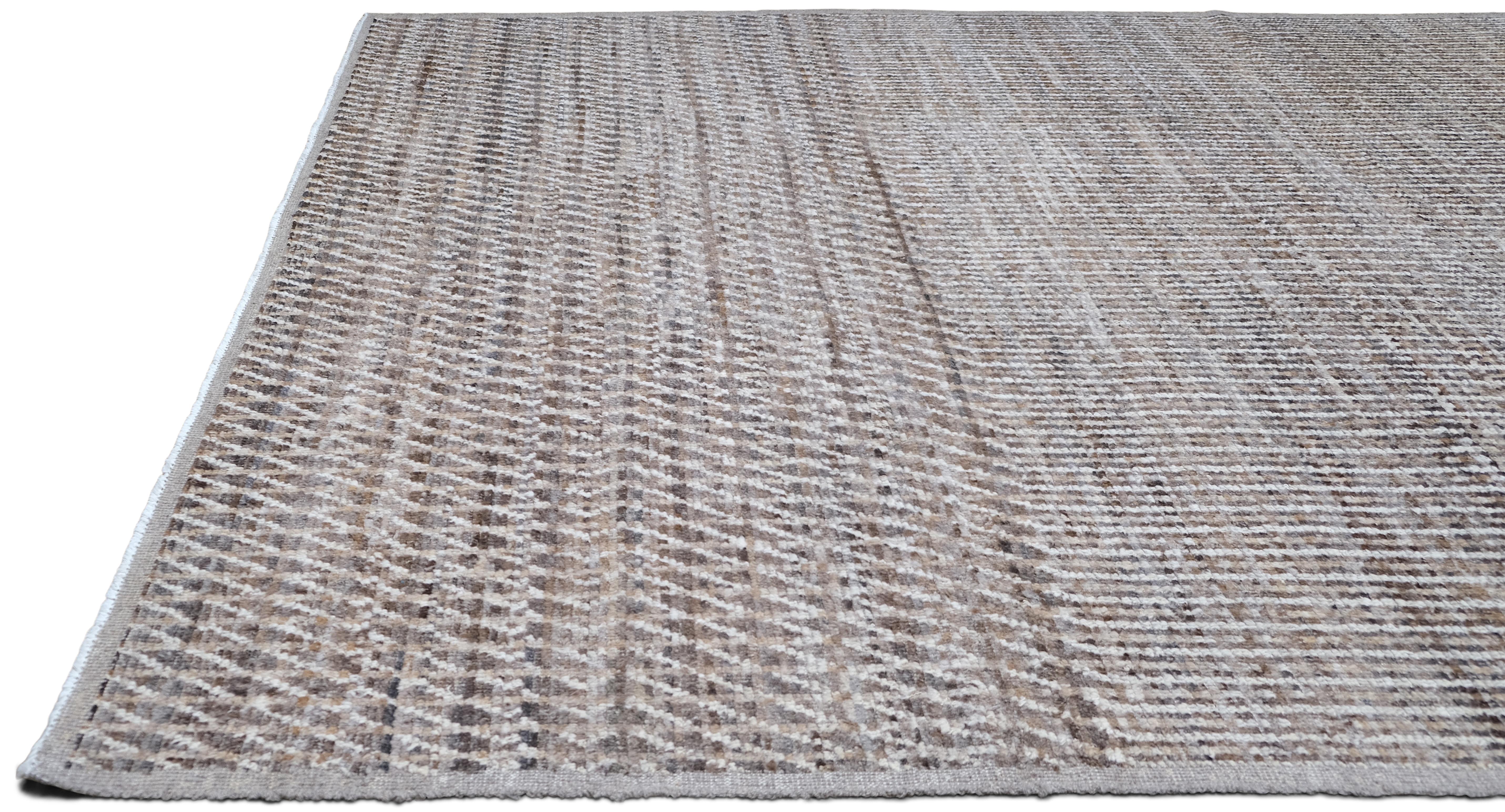 Hand-Knotted Earthy Toned Modern Textured Rug 8'x10'3 For Sale