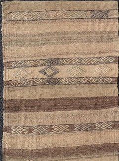 Earthy Toned Vintage Turkish Kilim Runner With Geometric Motifs 2'5 x 7'3