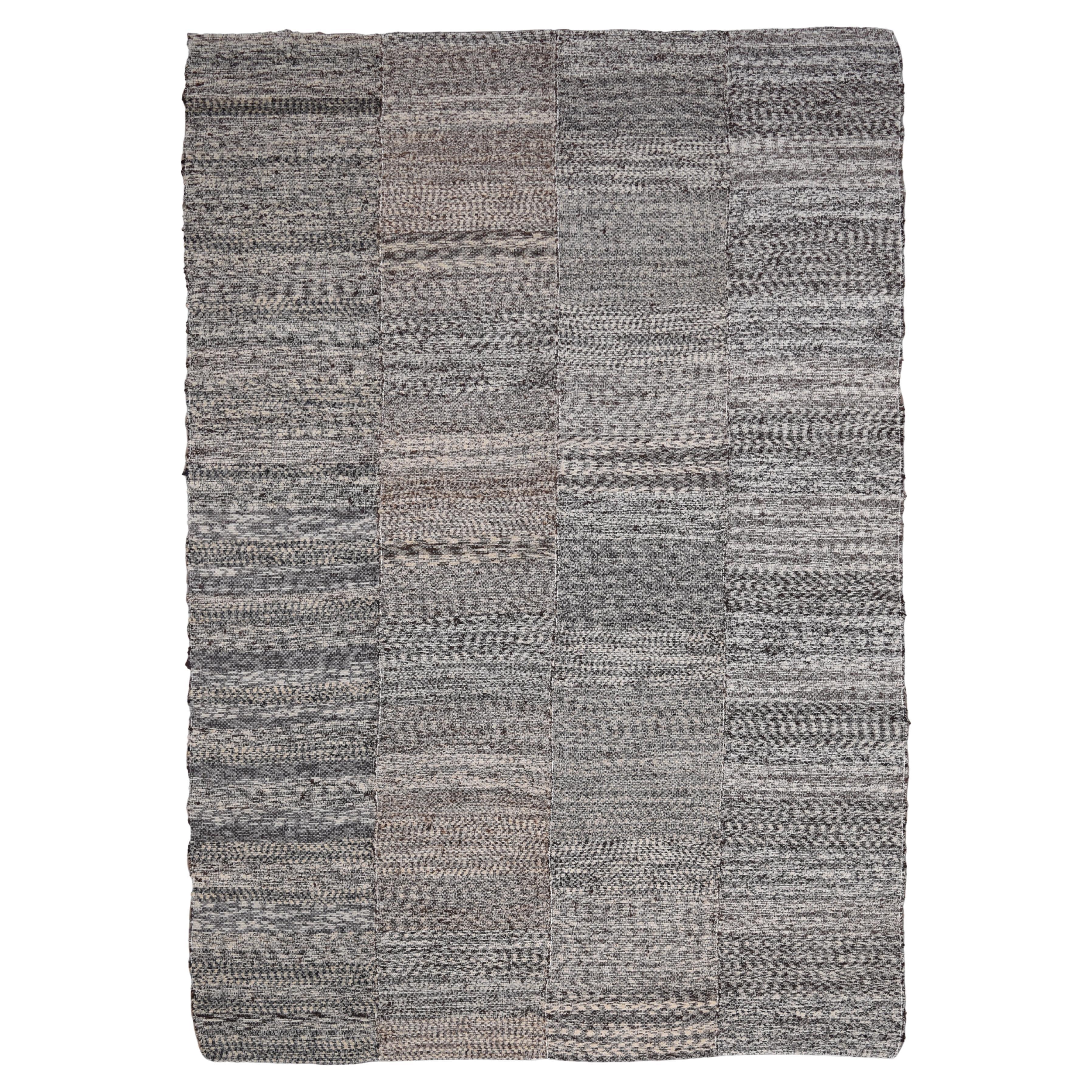Earthy Toned Vintage Flachgewebe Texturierter Wollteppich 9'7''x14'2''
