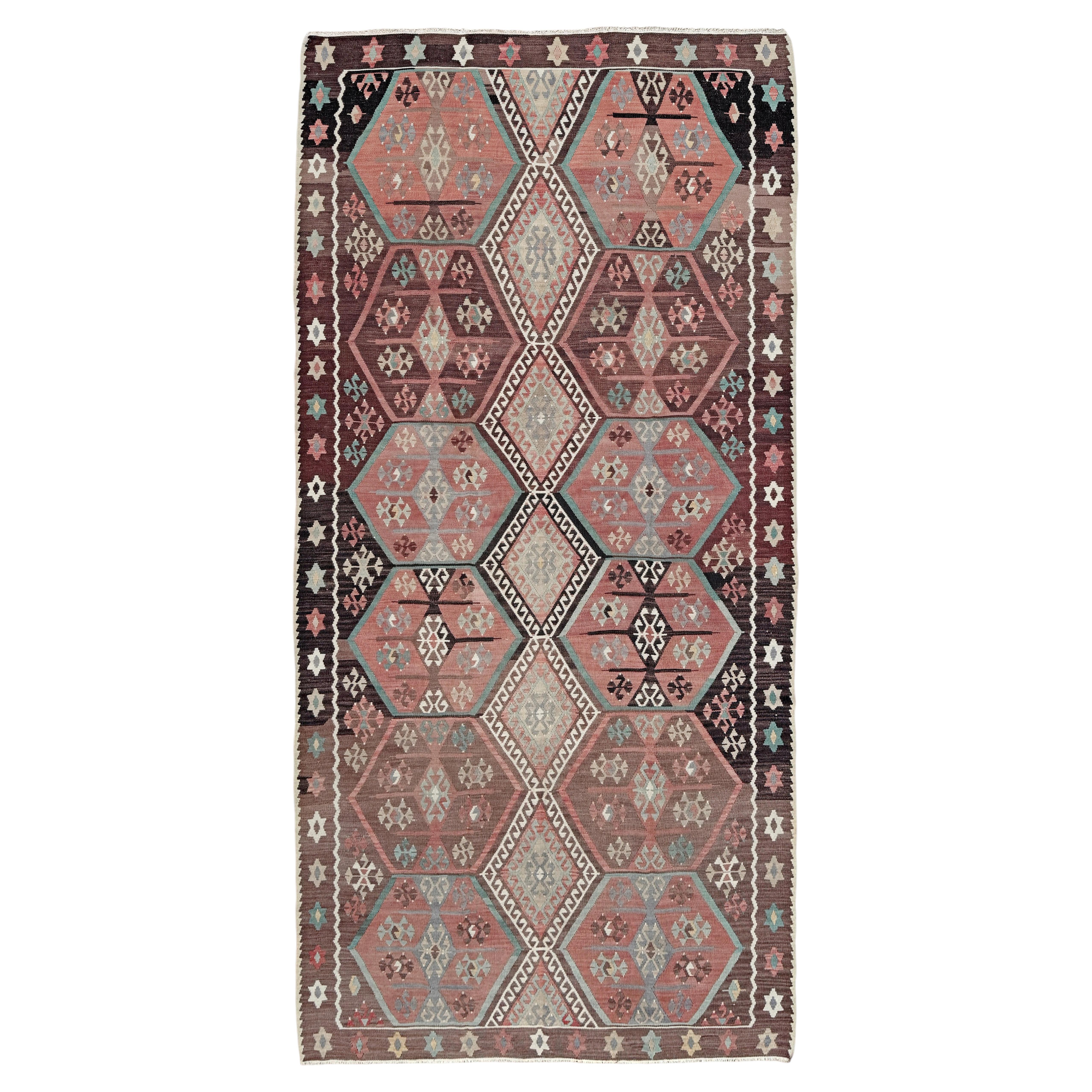 Earthy Vintage Turkish Kilim Rug • Central Anatolian Village Flatweave Wool