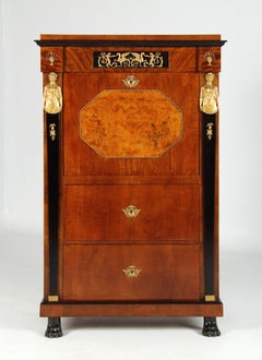 Eary 19th Century German Empire Secretaire with Ormolu Bustes, Berlin c. 1811