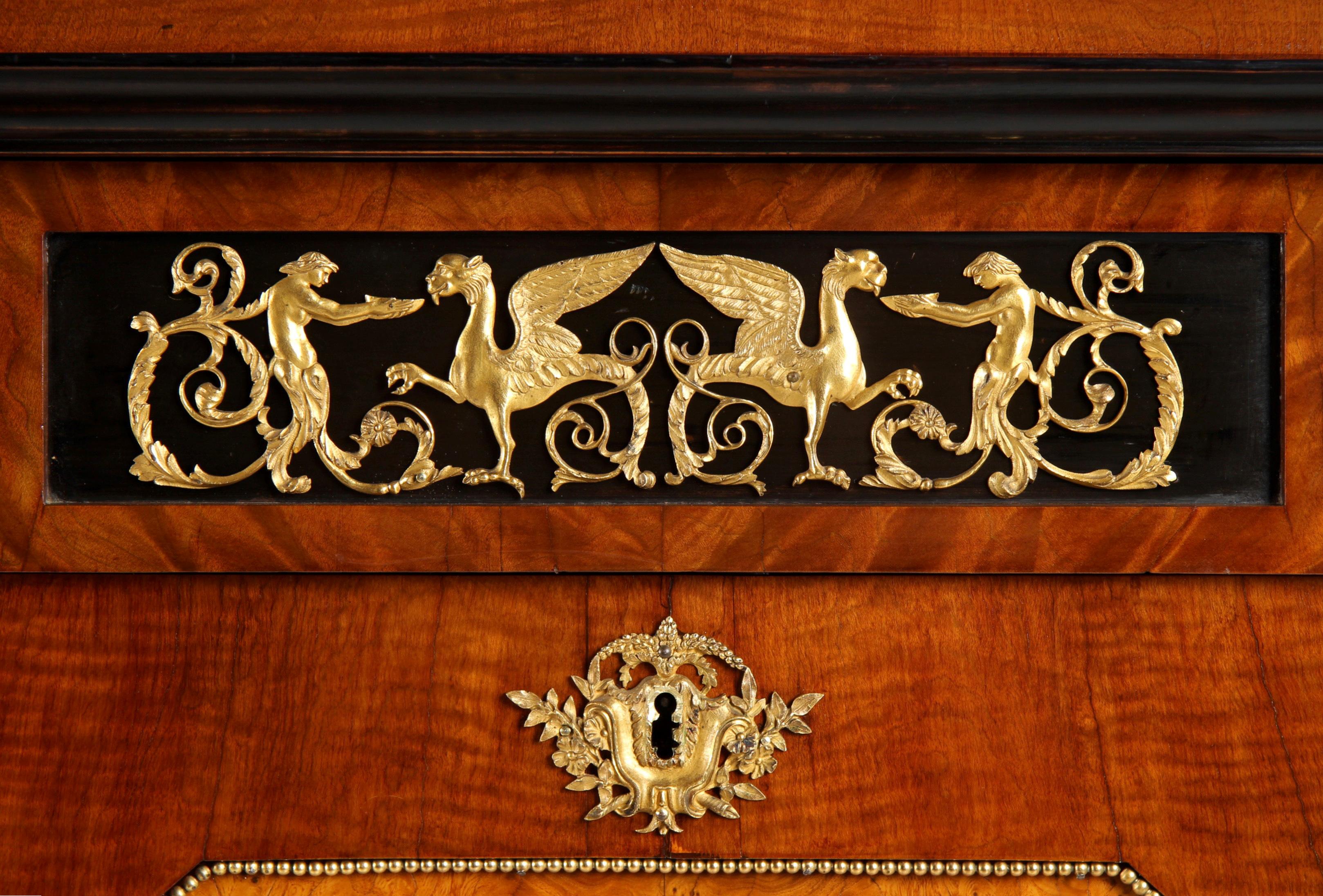 Secreter Imperio Alemán del Siglo XIX con Bustos de Ormolu, Berlín c. 1811 en Bueno estado para la venta en Greven, DE