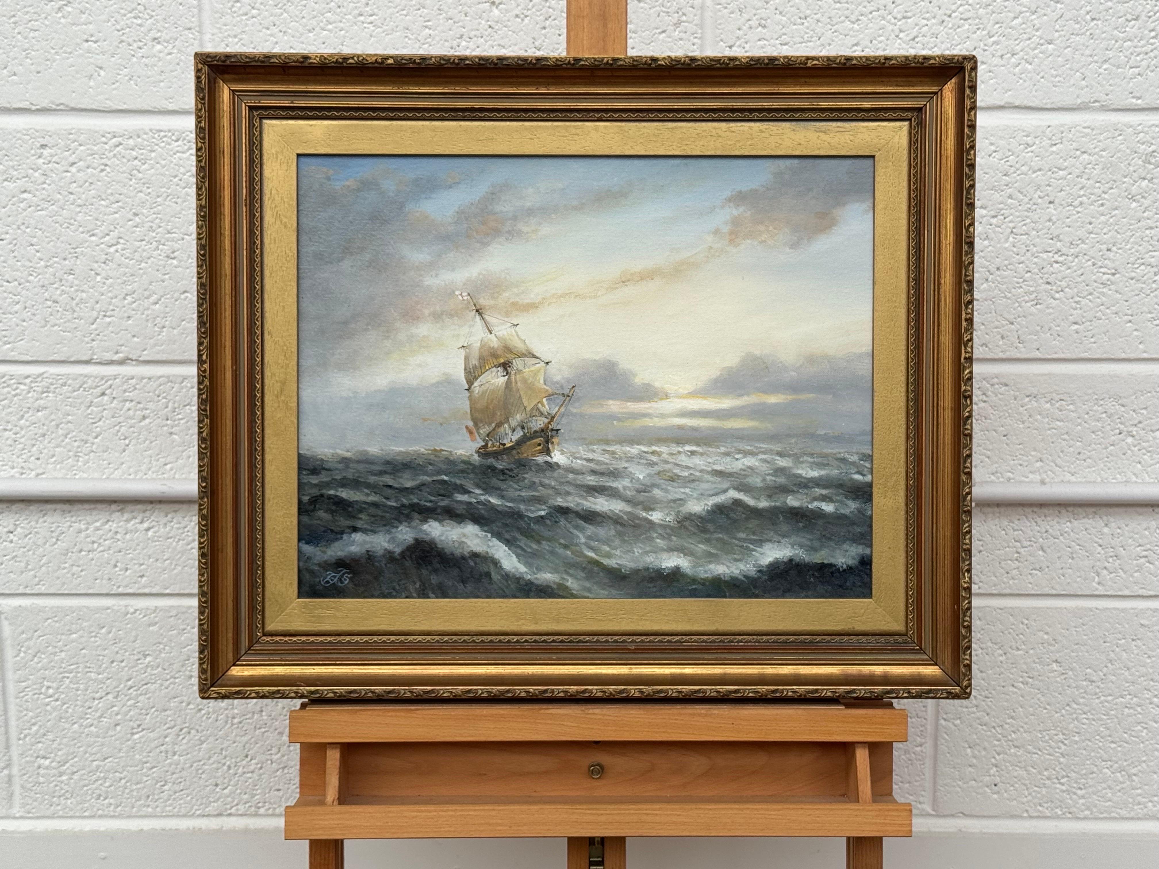 Pintura marítima Barco en el mar en venta 9