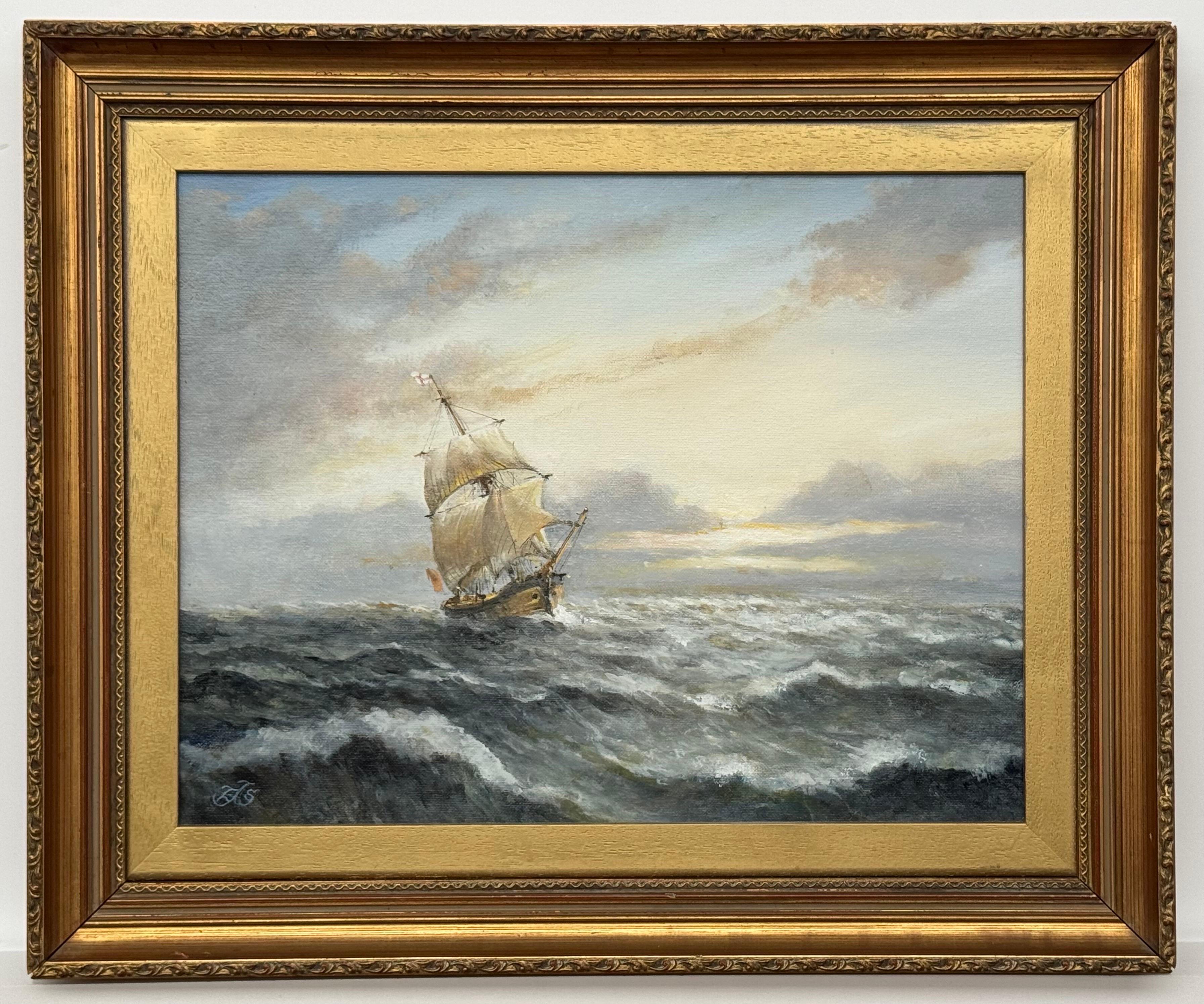 Pintura marítima Barco en el mar en venta 10