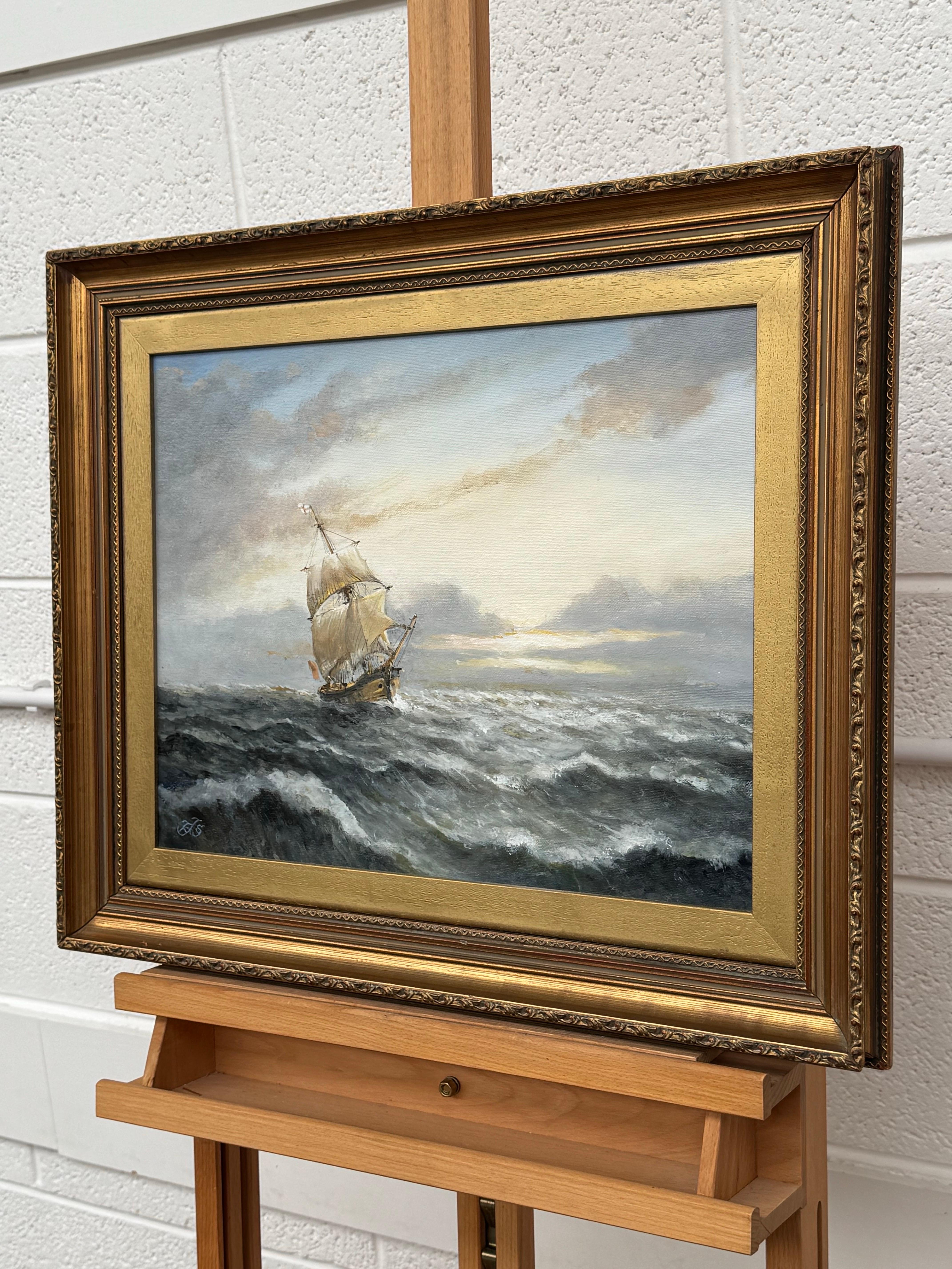 Pintura marítima Barco en el mar - Figurative Painting Marrón de EAS