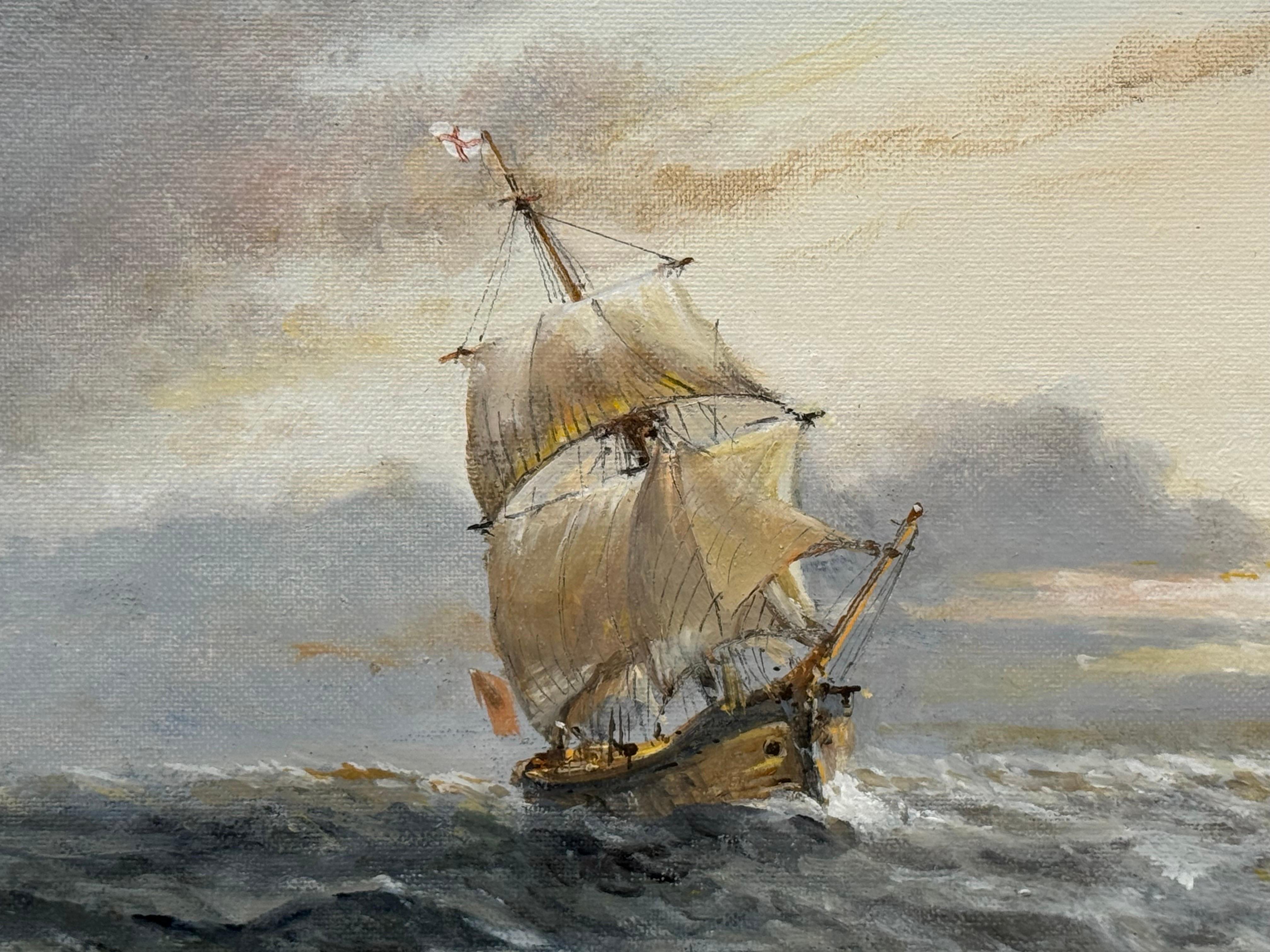 Pintura marítima Barco en el mar en venta 2