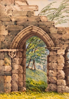 "Easby Abbey" Watercolor on Paper, early 20th C.