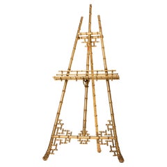 Antique Easel in Carved and Gilded Wood Simulating «Faux Bamboo»
