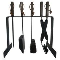 Vintage Easel Standing Fireplace Tool Set by Carl Auböck 1950