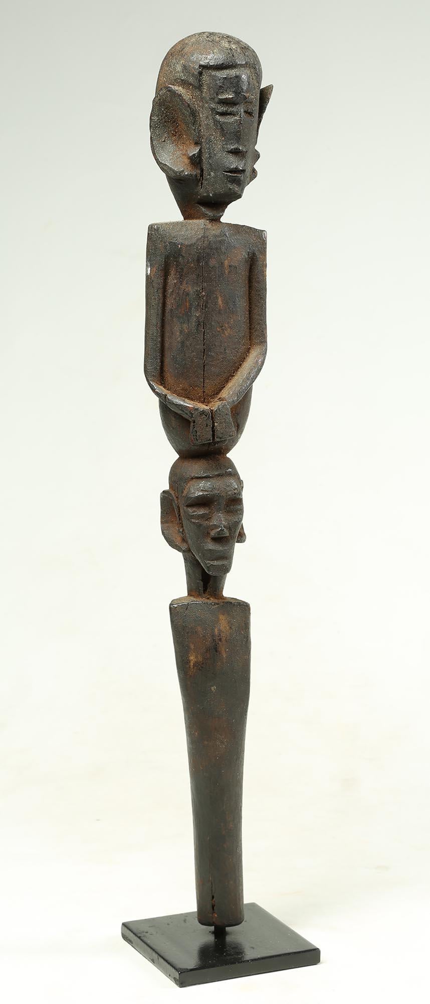 Hand-Carved East African Double Zigua Figure with Large Ears, Early 20th Century, Tanzania
