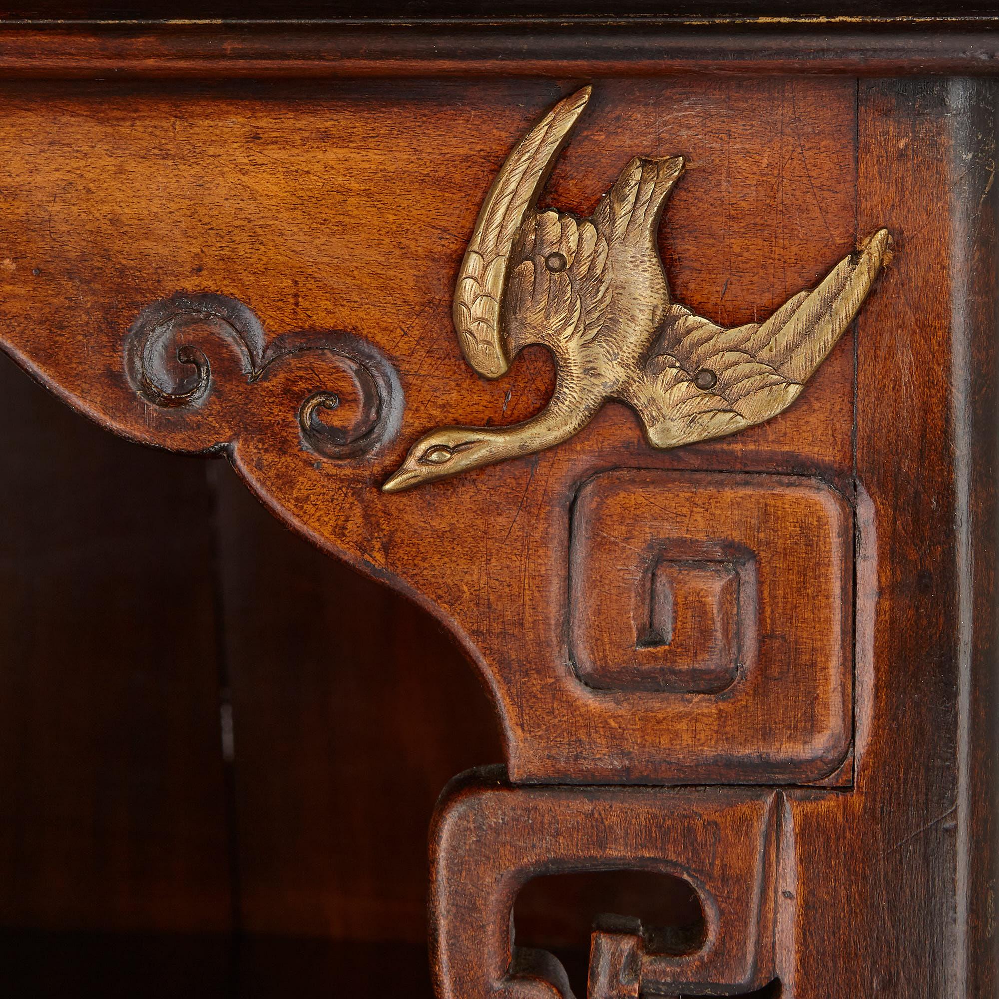 19th Century East Asian Style Wooden Display Cabinet with Gilt Bronze Mounts