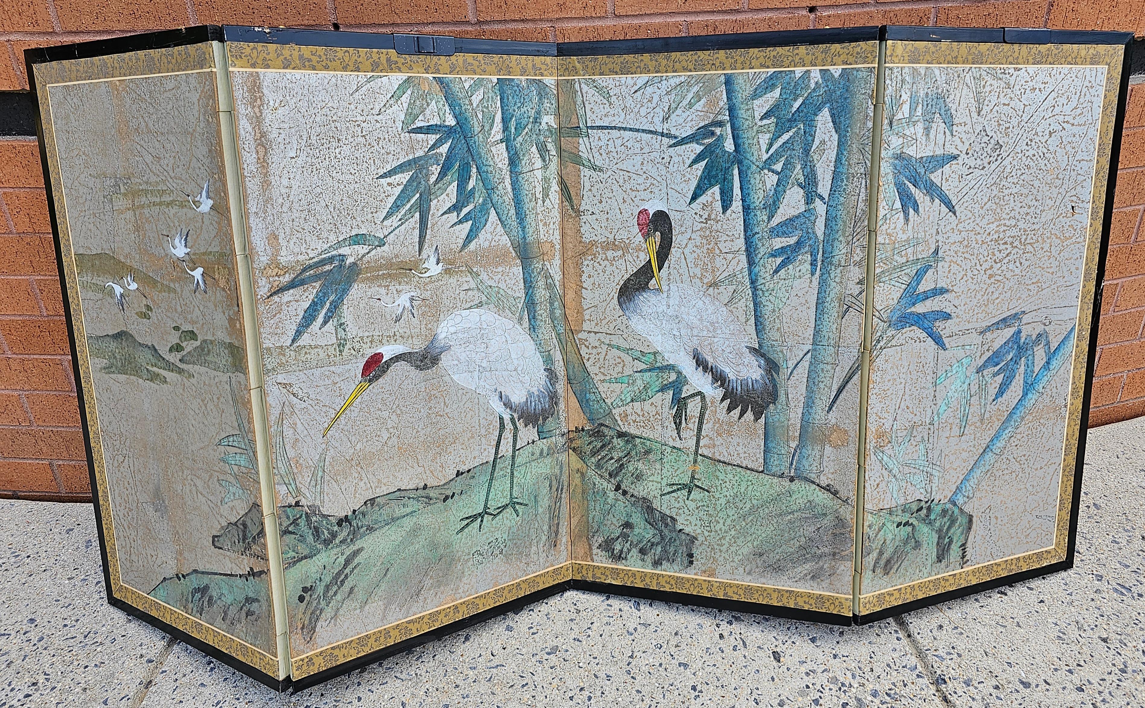 A 71 inches East Asian Wide Folding  Low Four Panel Landscape Divider Screen with beautiful landscape scenes. 
Measures 71