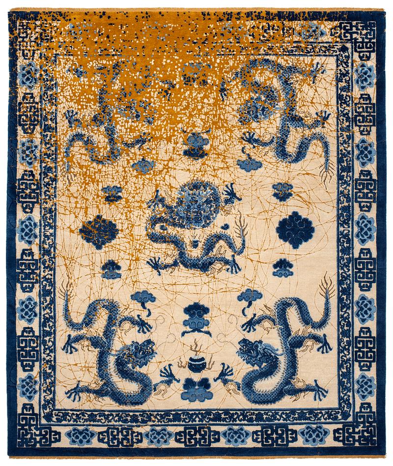 Other East Collection Wool and Silk Hand Knotted Rugs, Dragon Tohuwabohu