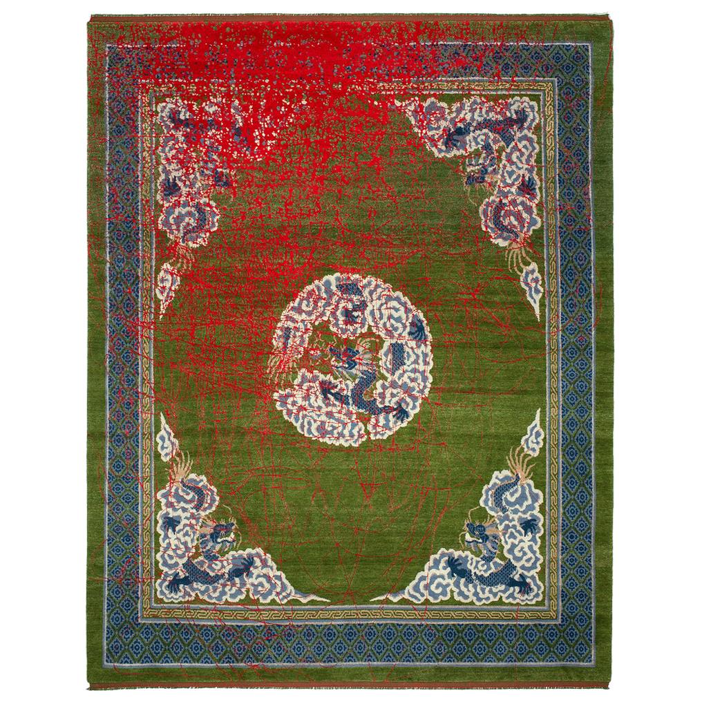 East Collection Wool and Silk Hand Knotted Rugs, Dragon Tohuwabohu