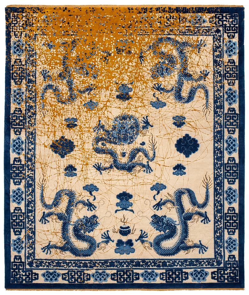 The East collection of hand knotted wool and silk rugs by Jan Kath combine a true base optic of the oriental motive, splashed with abstract apparitions of silk in the signature manner of which the designer has become renown.


