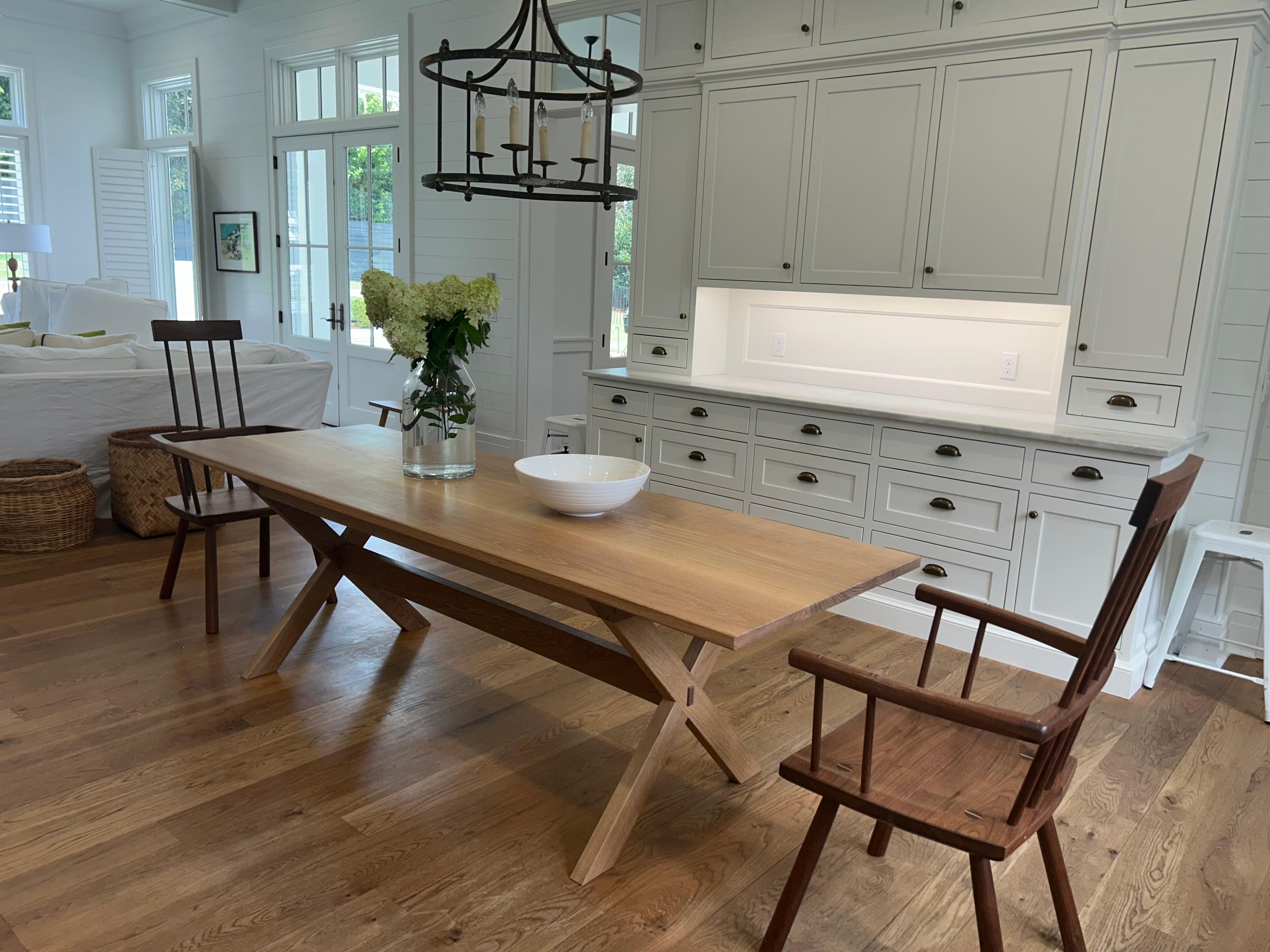 Shaker East End White Oak Trestle Table in Stock For Sale