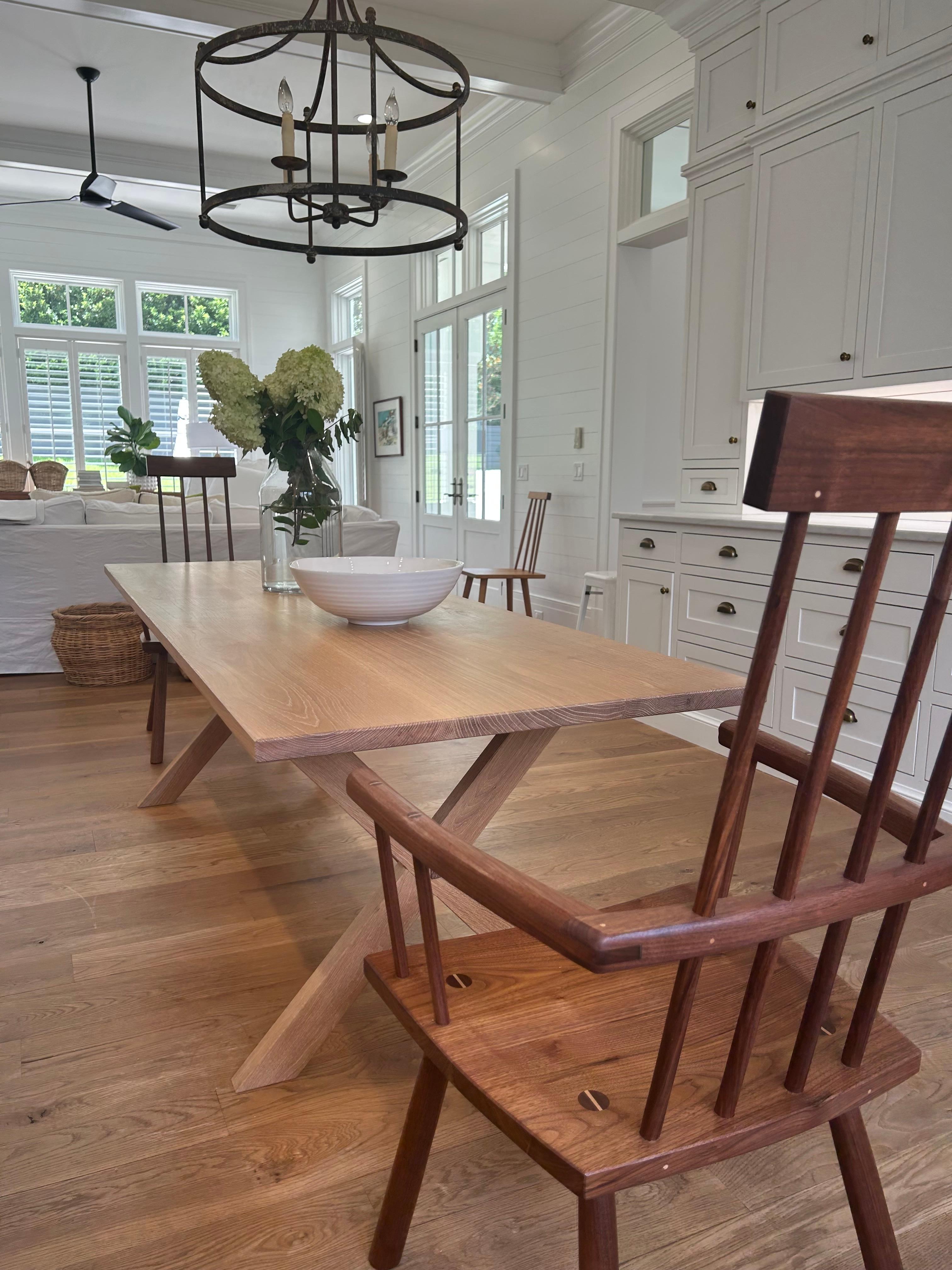 American East End White Oak Trestle Table in Stock For Sale
