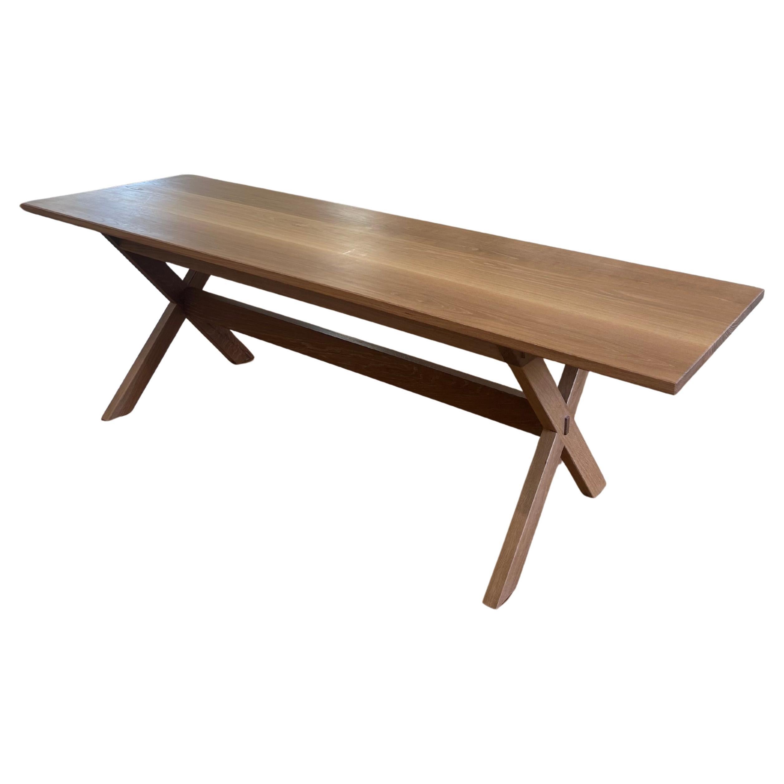 East End White Oak Trestle Table in Stock For Sale