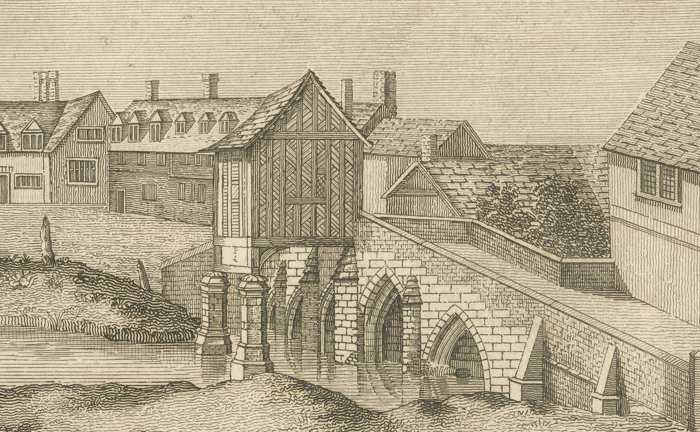 Inciso Porta orientale di St. Edmundsbury, Suffolk: acquaforte del 1780 di A. Richard Godfrey in vendita