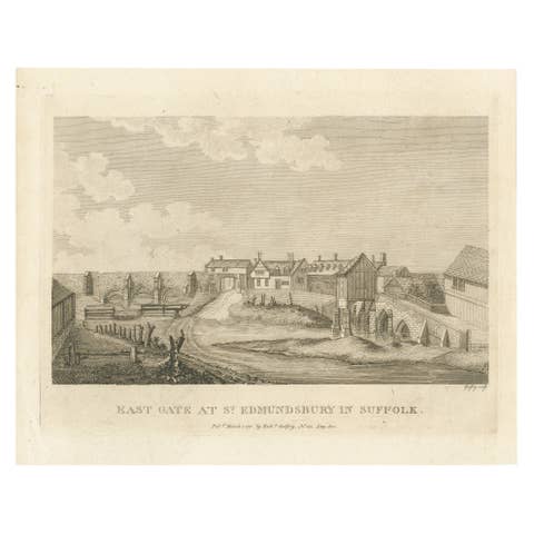 East Gate at St. Edmundsbury, Suffolk: 1780 Etching by Richard Godfrey