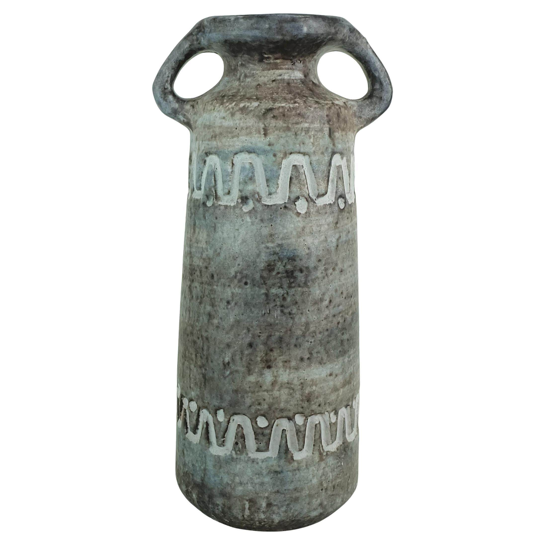 VASO tedesco orientale 1960 heissner keramik modello V/32 grigio a rilievo in vendita