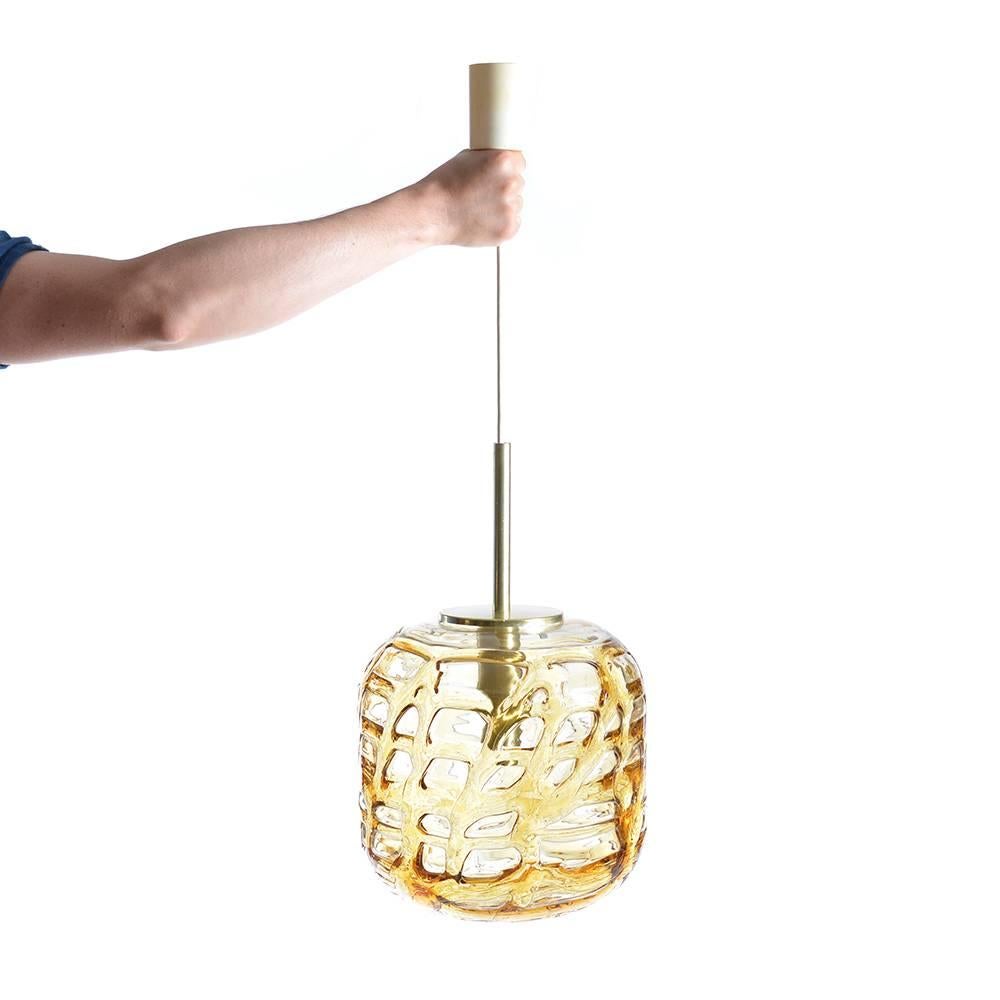 East German Amber Glass Ceiling Light from Doria, 1970s For Sale 1